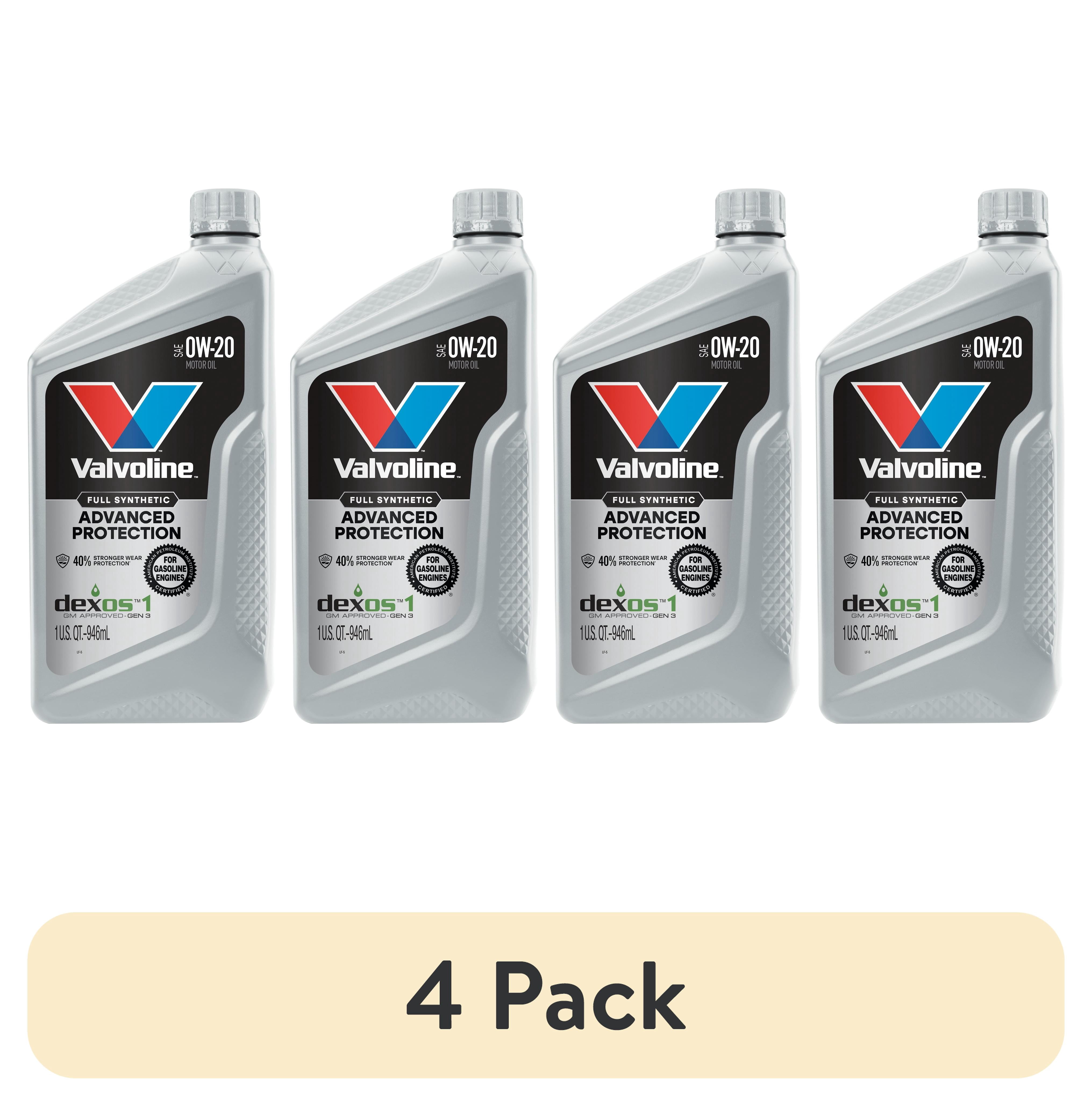 (4 pack) Valvoline Advanced Protection Full Synthetic 0W-20 Motor Oil 1 Quart