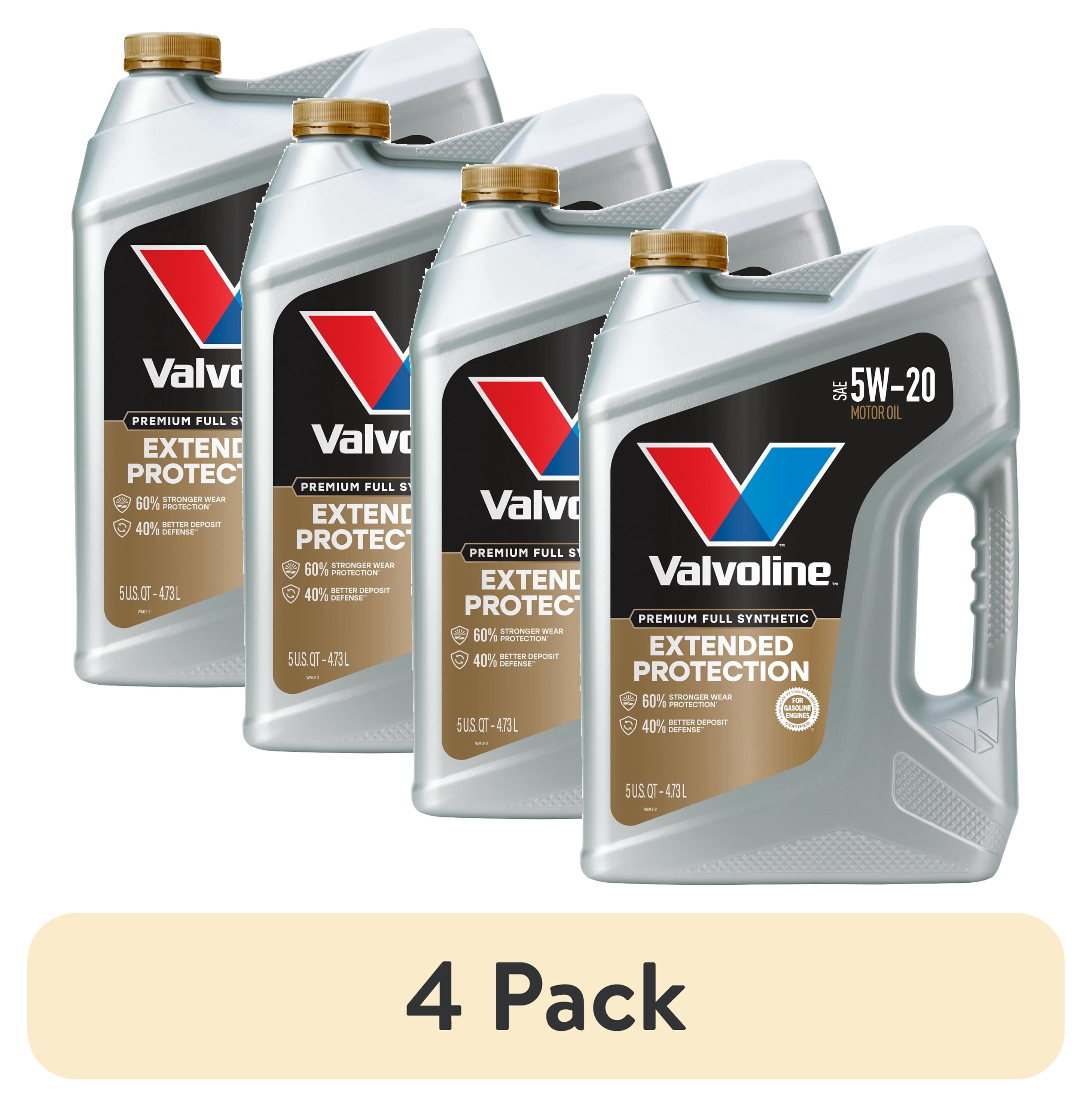 (4 pack) Valvoline Extended Protection Premium Full Synthetic 5W-20 Motor Oil 5 Quart