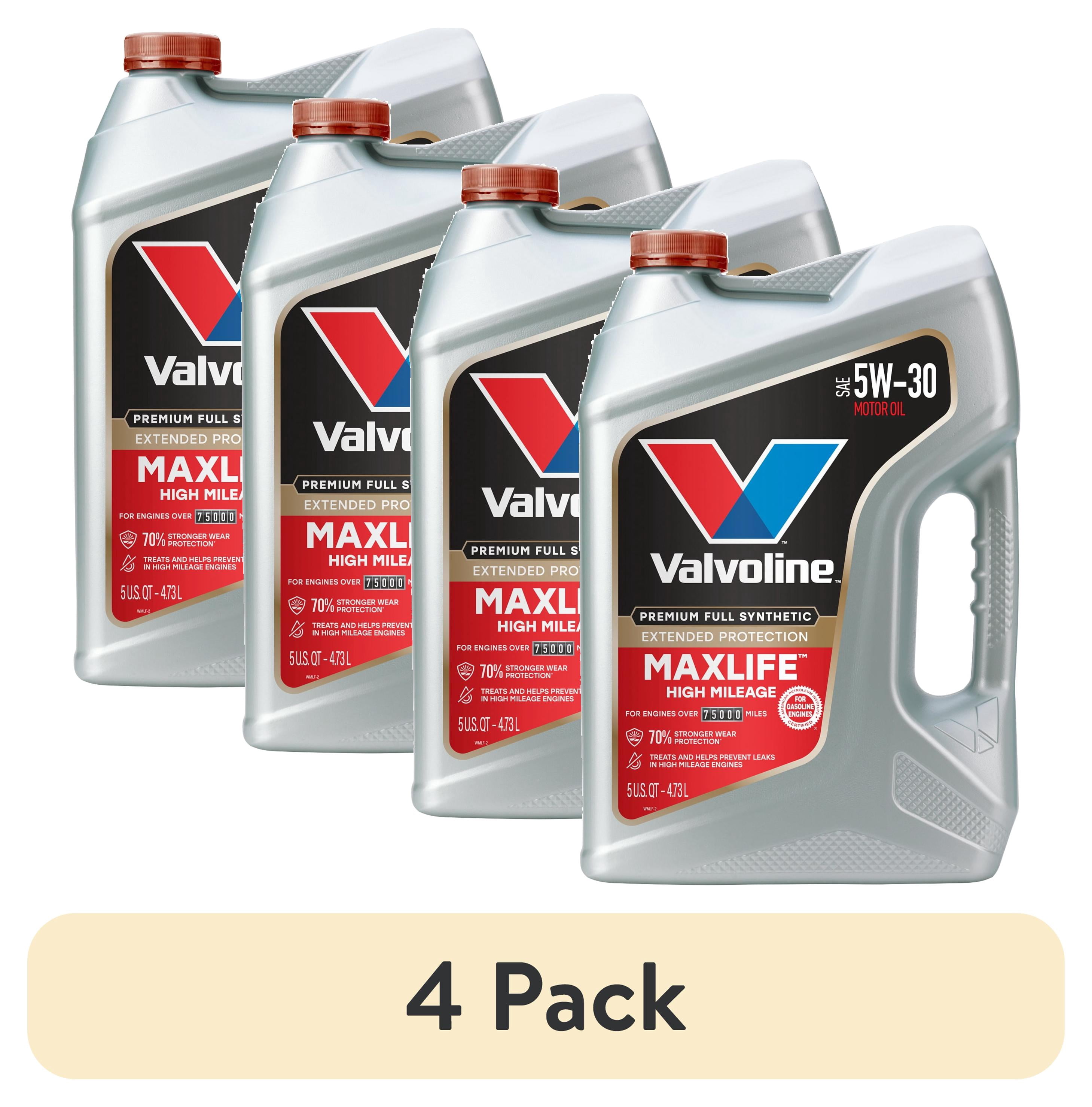 (4 pack) Valvoline MaxLife Extended Protection Full Synthetic High Mileage 5W-30 Motor Oil 5 Quart