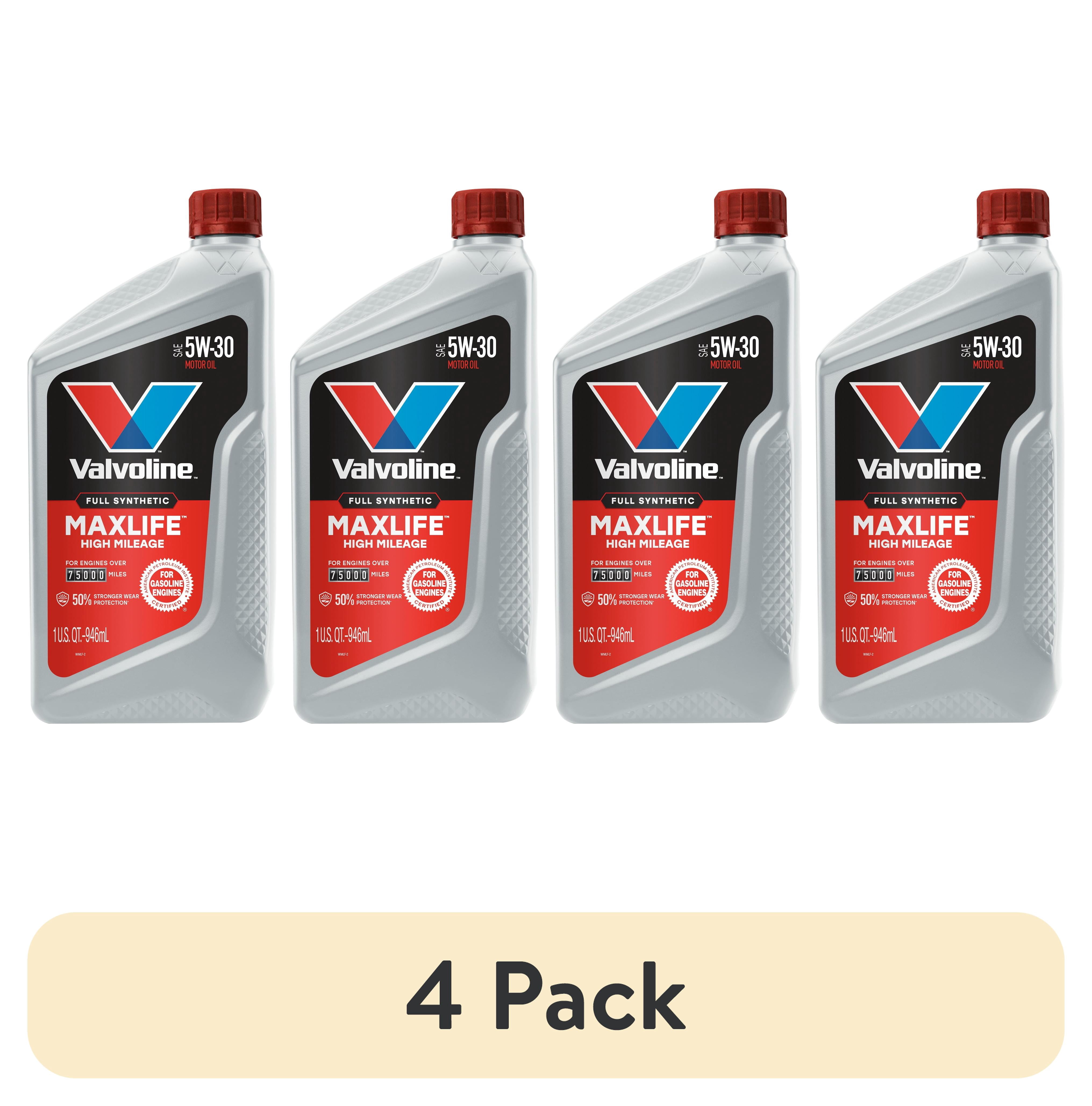 (4 pack) Valvoline MaxLife Full Synthetic High Mileage 5W-30 Motor Oil 1 Quart