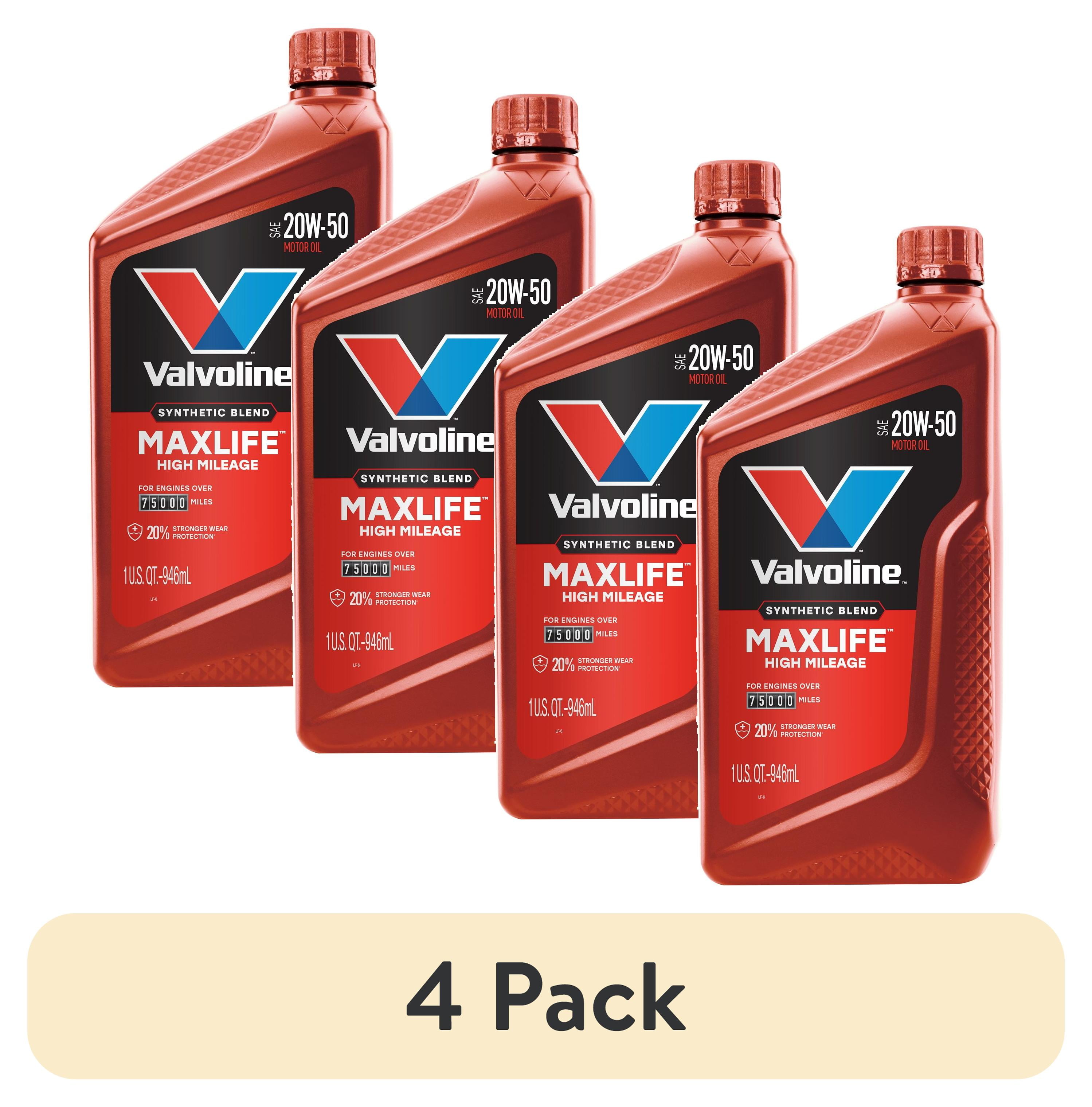 4 pack) Valvoline MaxLife High Mileage 20W-50 Synthetic Blend