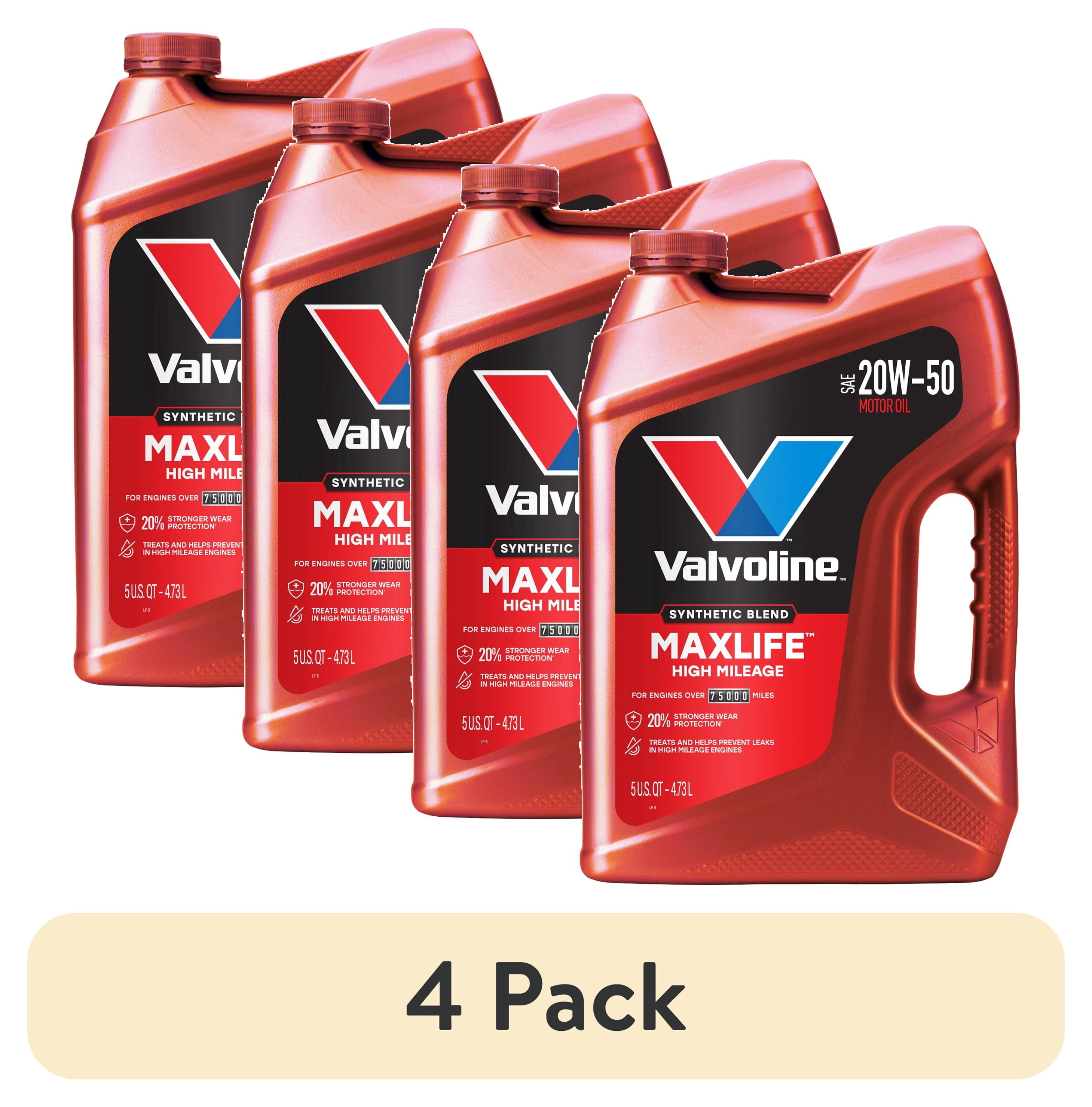 (4 pack) Valvoline MaxLife High Mileage 20W-50 Synthetic Blend Motor Oil 5 Quart