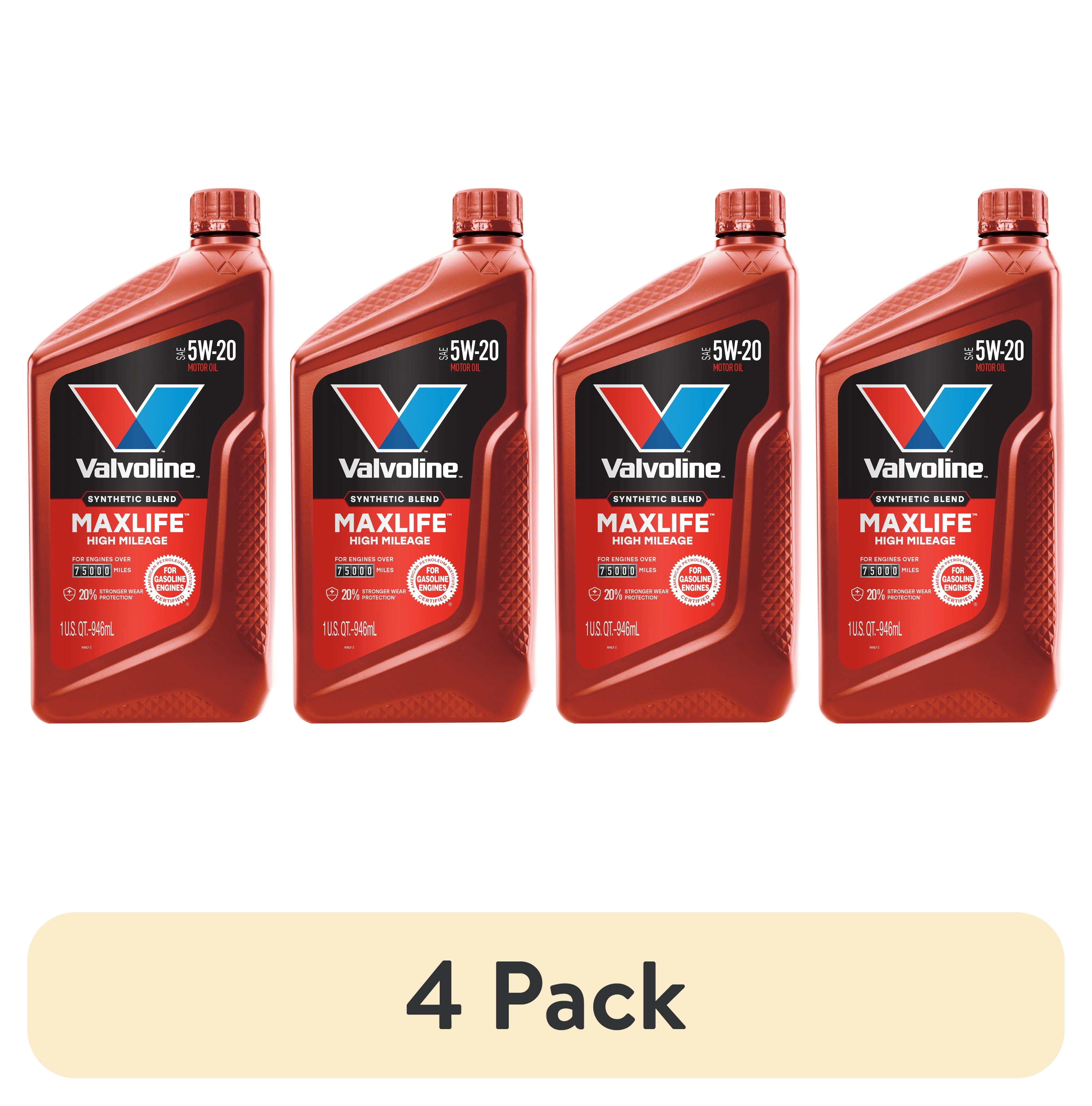 (4 pack) Valvoline MaxLife High Mileage 5W-20 Synthetic Blend Motor Oil 1 Quart