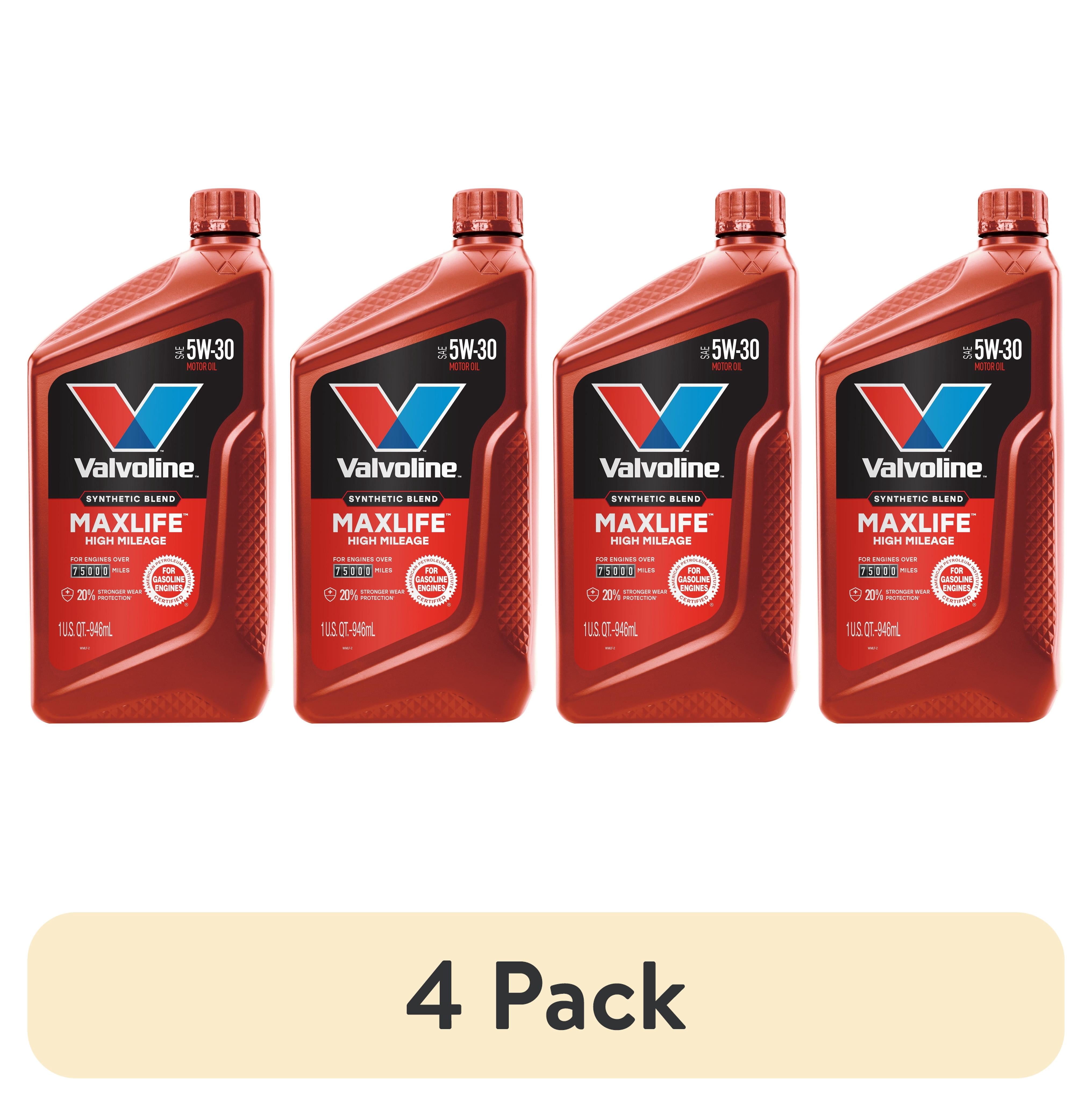 (4 pack) Valvoline MaxLife High Mileage 5W-30 Synthetic Blend Motor Oil 1 Quart