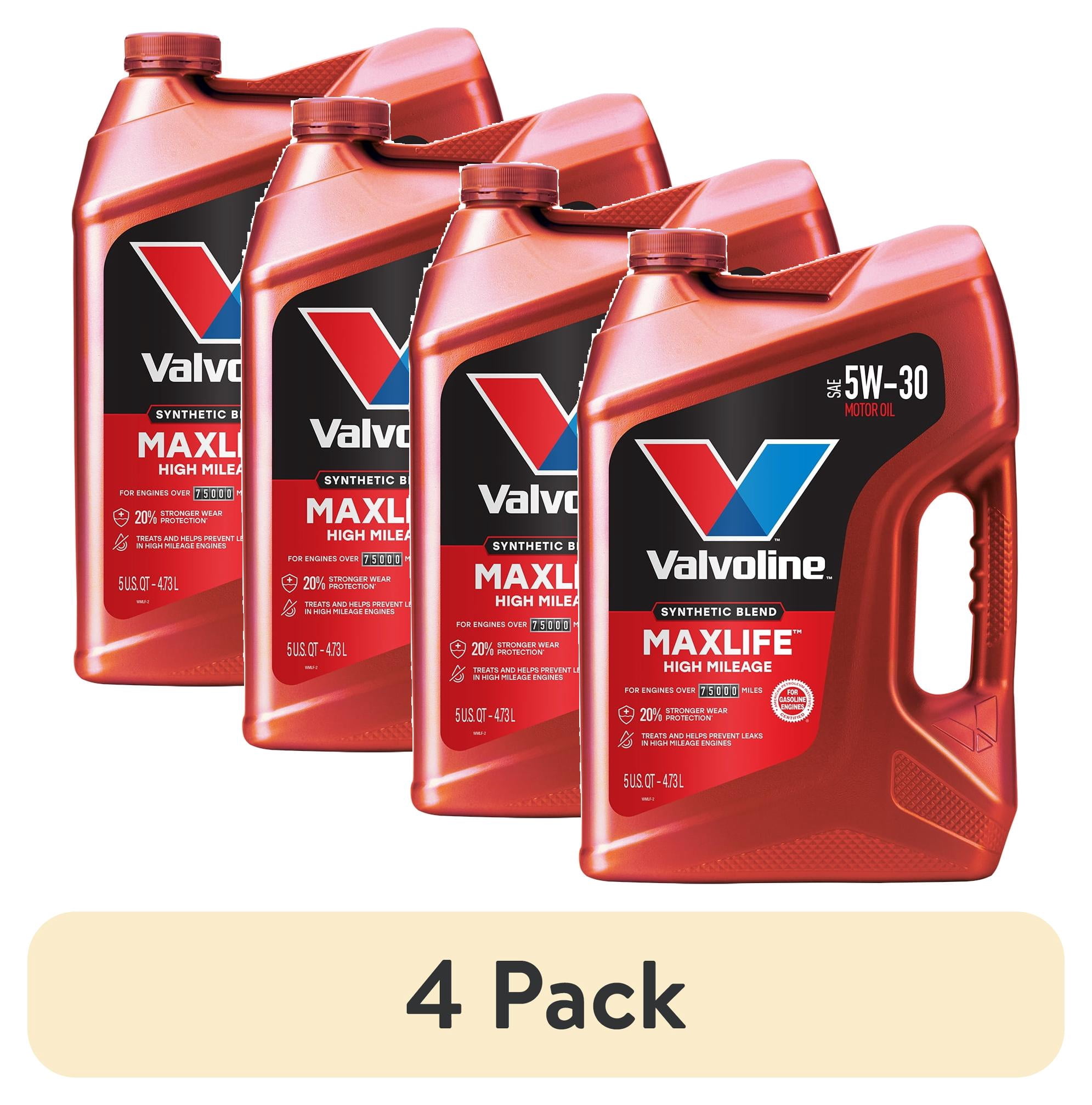(4 pack) Valvoline MaxLife High Mileage 5W-30 Synthetic Blend Motor Oil 5 Quart