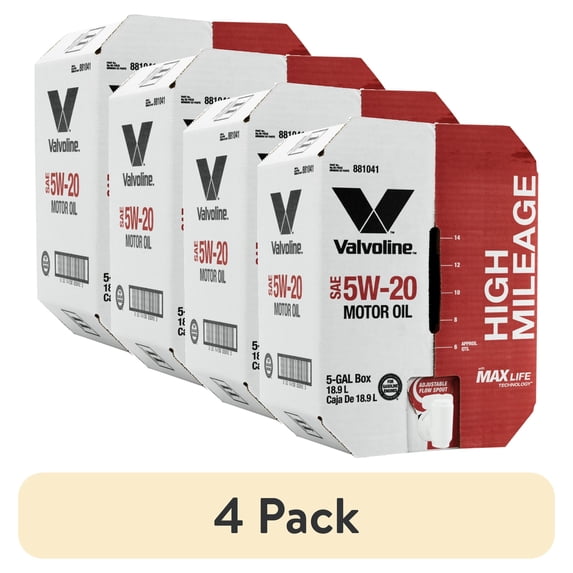 (4 pack) Valvoline High Mileage with MaxLife Technology Motor Oil 5W-20 5 GA Box