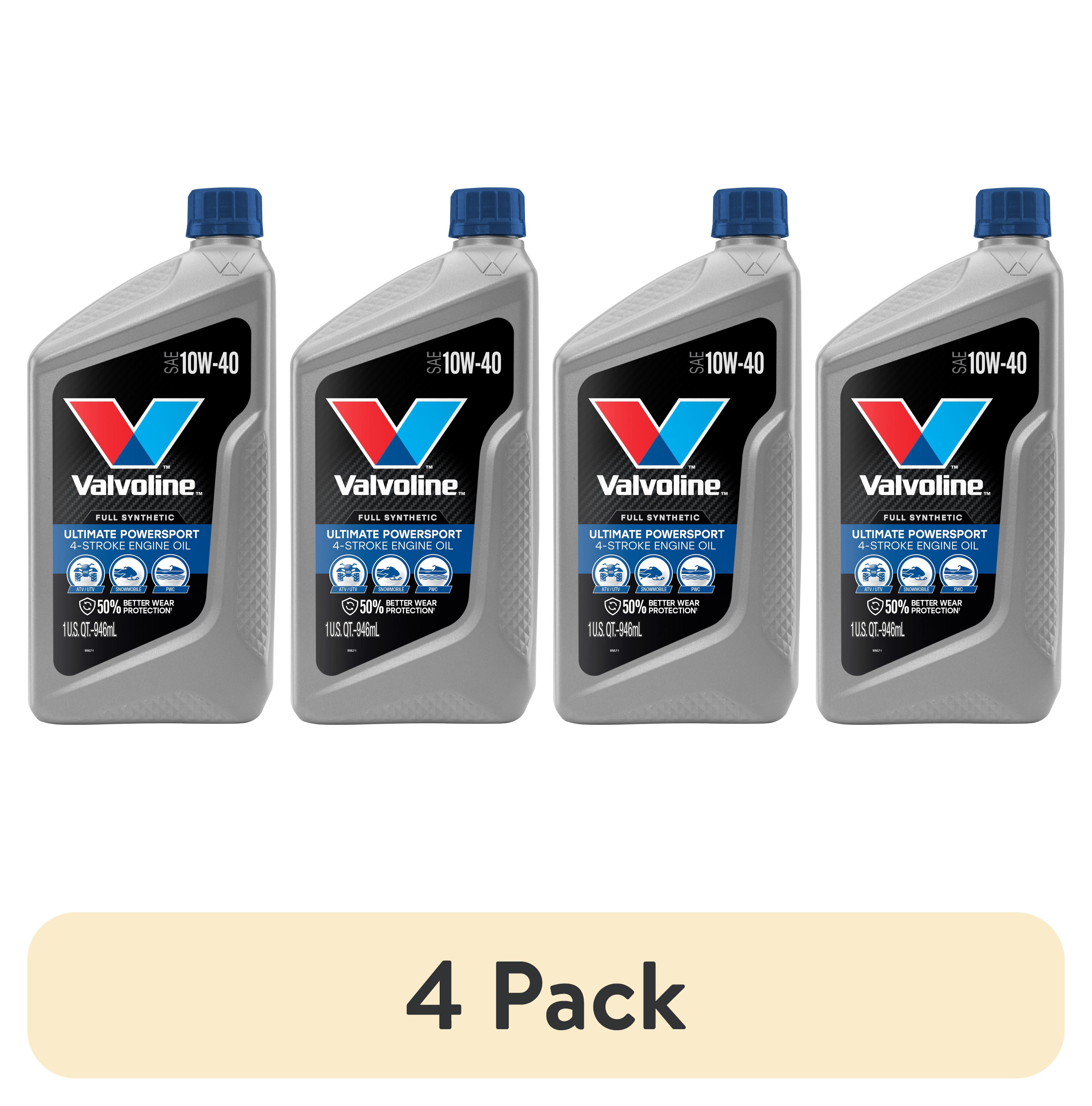 (4 pack) Valvoline 4-Stroke Ultimate Powersport Full Synthetic 10W-40 Engine Oil 1 Quart