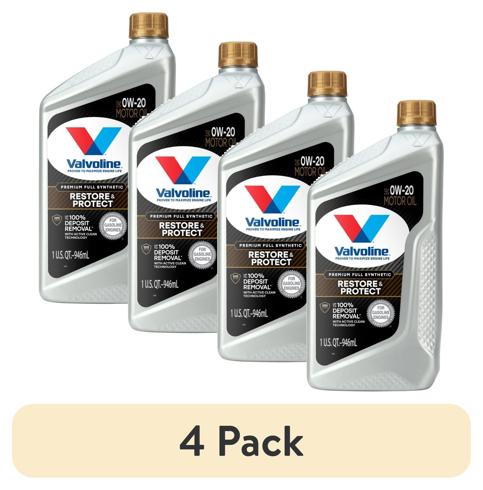 (4 pack) Valvoline Restore & Protect Full Synthetic 0W-20 Motor Oil 1 ...