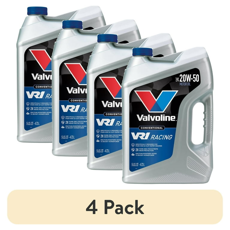 4 pack) Valvoline VR1 Racing SAE 20W-50 Conventional Motor Oil, 5