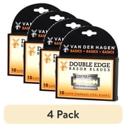 (4 pack) Van Der Hagen Basics Double Edge Razor Blades, Stainless Steel, Men, 10 Count