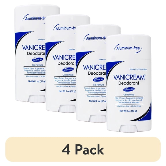 (4 pack) Vanicream Aluminum-Free Gel Deodorant - 2 Oz - Unscented Formula For Sensitive Skin.