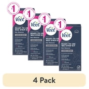 4 pack Veet Hair Removal Waxing Kit Strips with Shea Butter, Body Hair Remover for Women, 40 Count