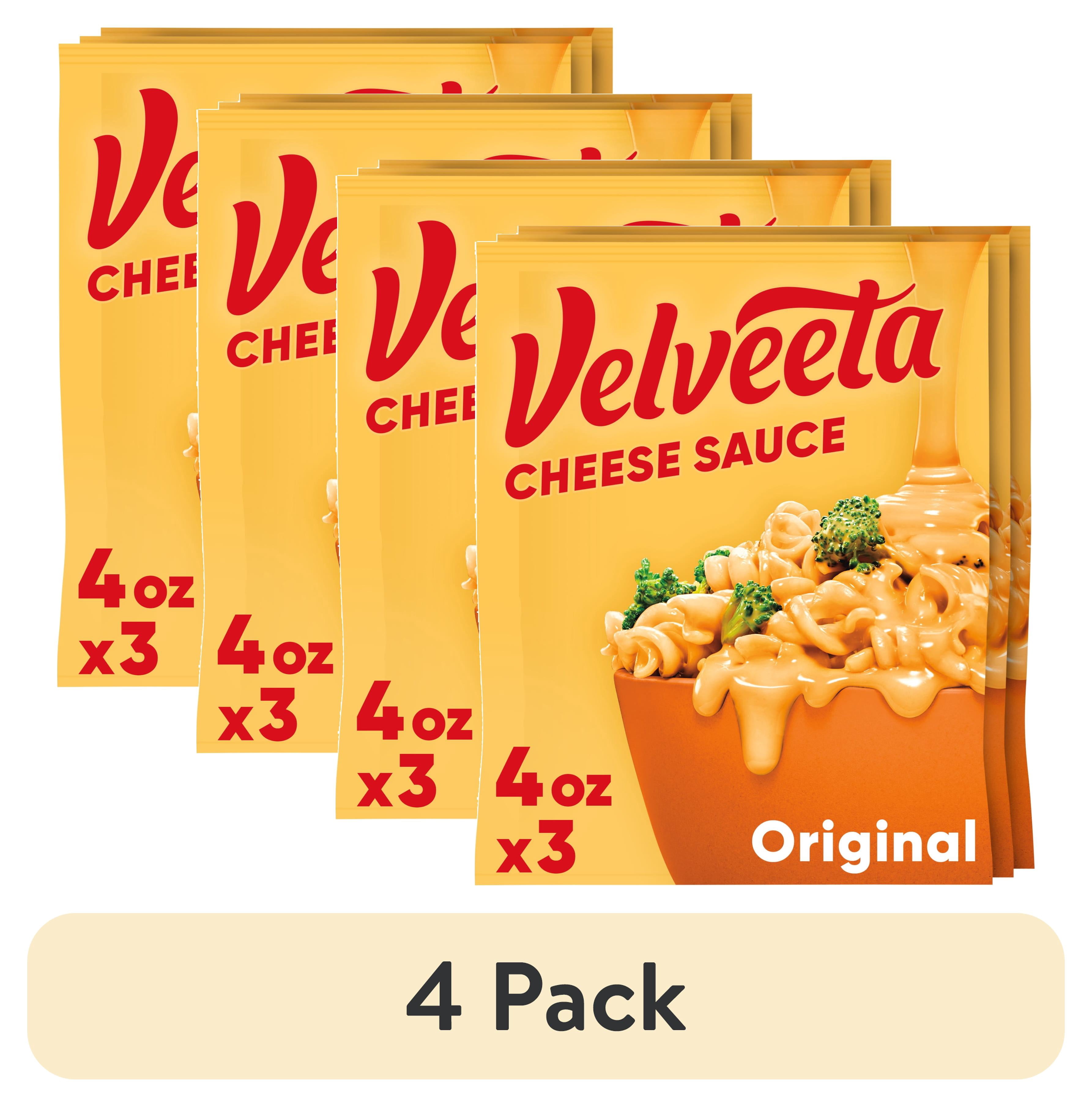 (4 pack) Velveeta Original Cheese Sauce Pouches, 3 Count Box with 4 oz Pouches