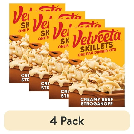 (4 pack) Velveeta Skillets Creamy Beef Stroganoff Pasta Dinner Kit, 11.6 oz Box