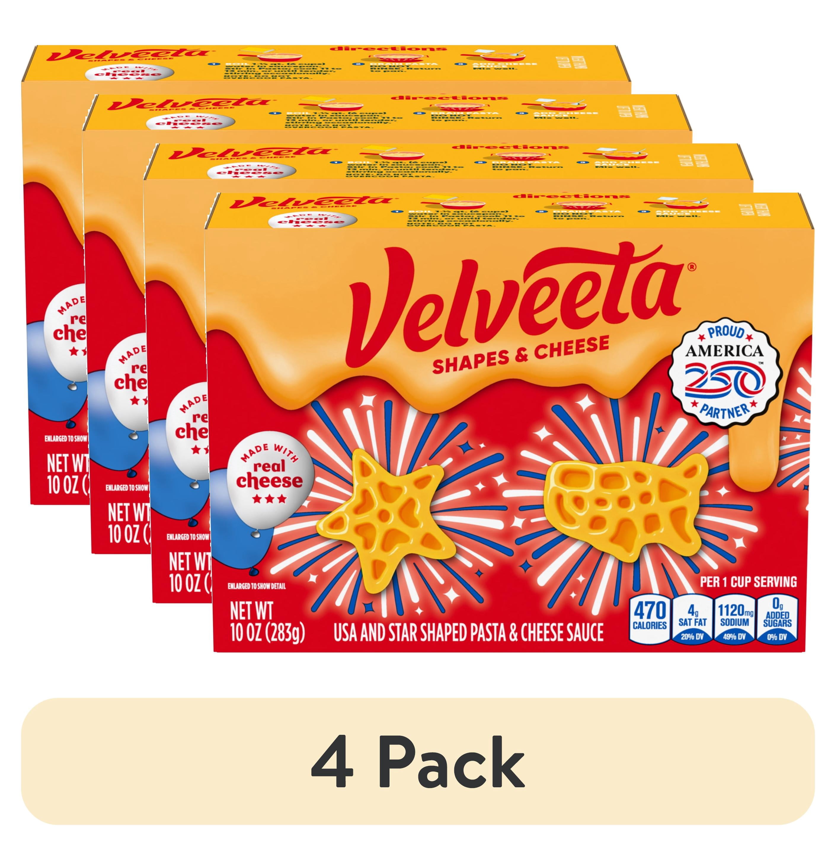(4 pack) Velveeta USA and Star Shapes and Cheese Mac and Cheese, 1 Box, for Easy Dinner or Dinner Sides, Made with Real Cheese, 10 oz