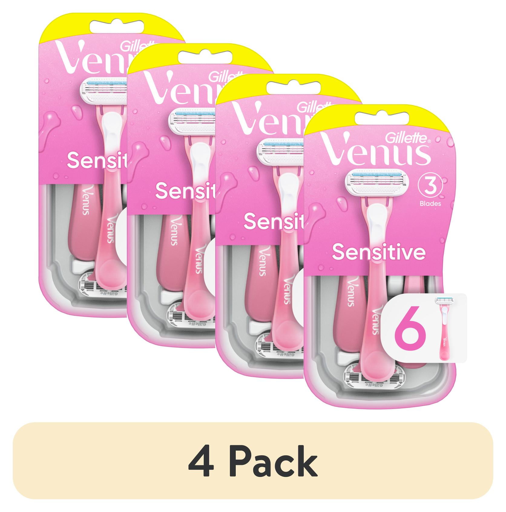 Venus pink ピーリングセット 4 pack) Venus Sensitive Women's 3 Blade Disposable Razor, 6 count