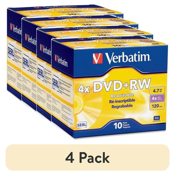 (4 pack) 4.7 GB DVD+RW Rewritable Disc - Silver (10/Pack)