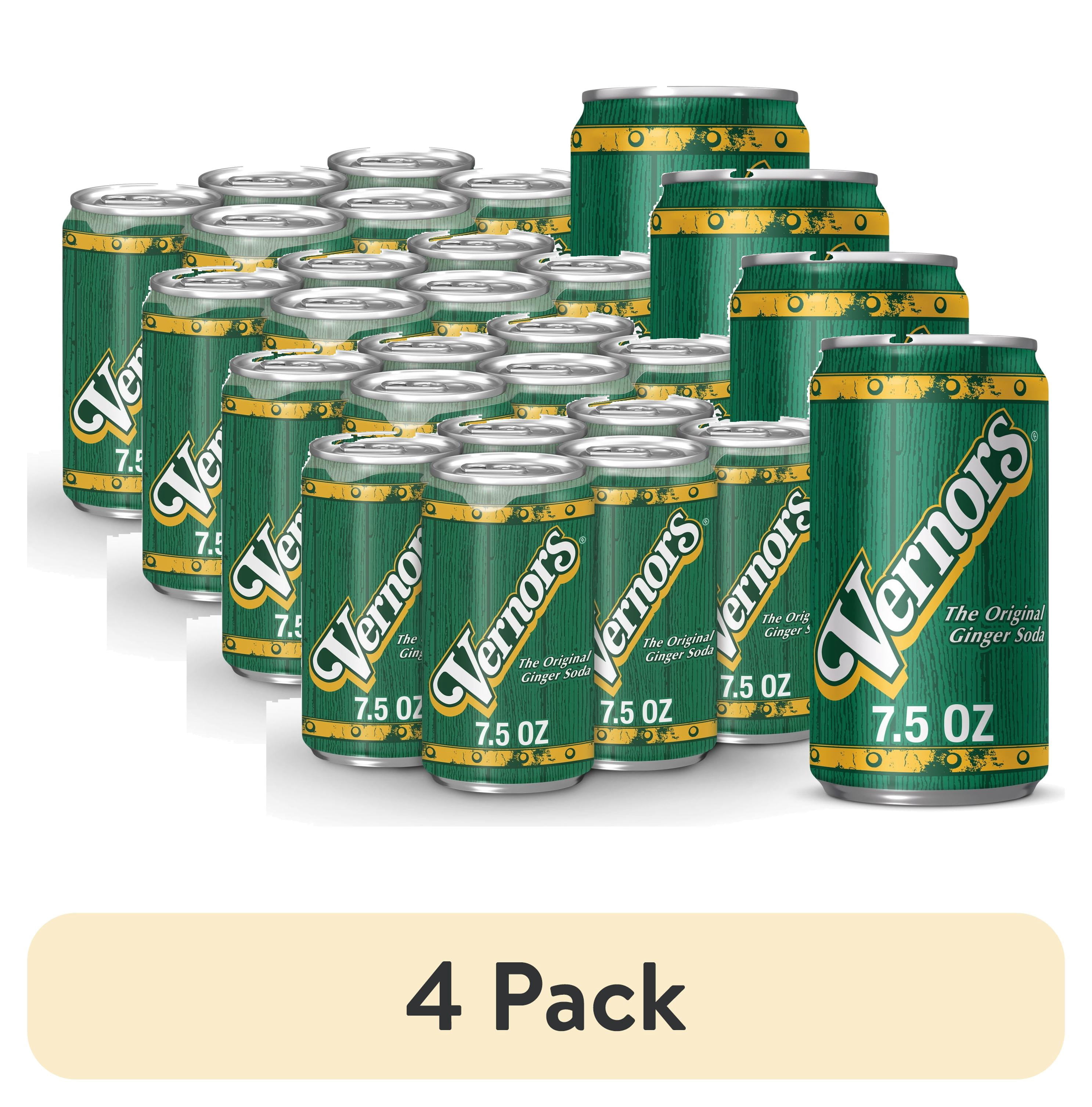 (4 pack) Vernors Caffeine Free Ginger Ale Soda Pop, 7.5 fl oz, 6 Pack Cans