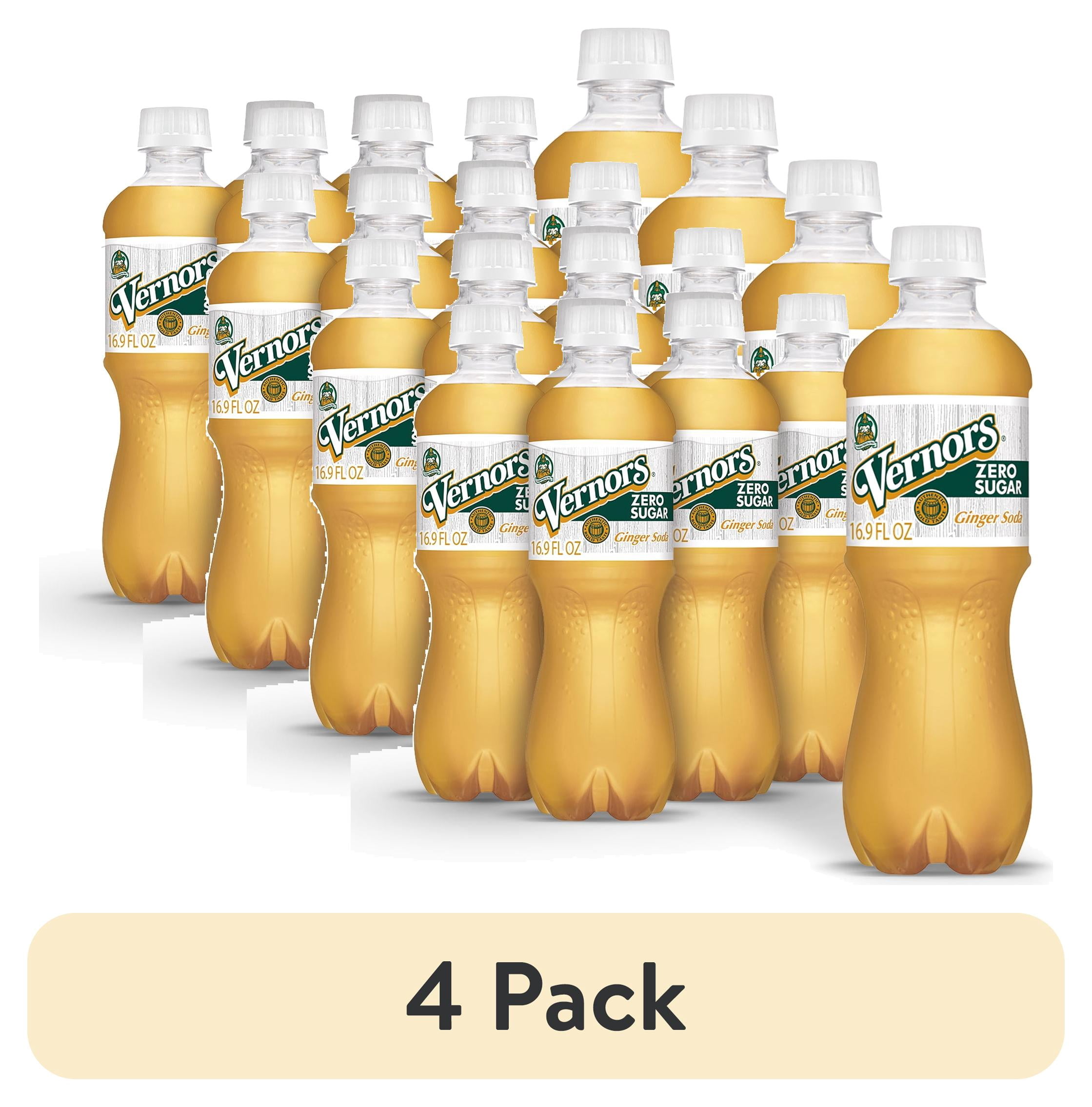 (4 pack) Vernors Zero Sugar Ginger Ale Soda Pop, 16.9 fl oz, 6 Pack Bottles