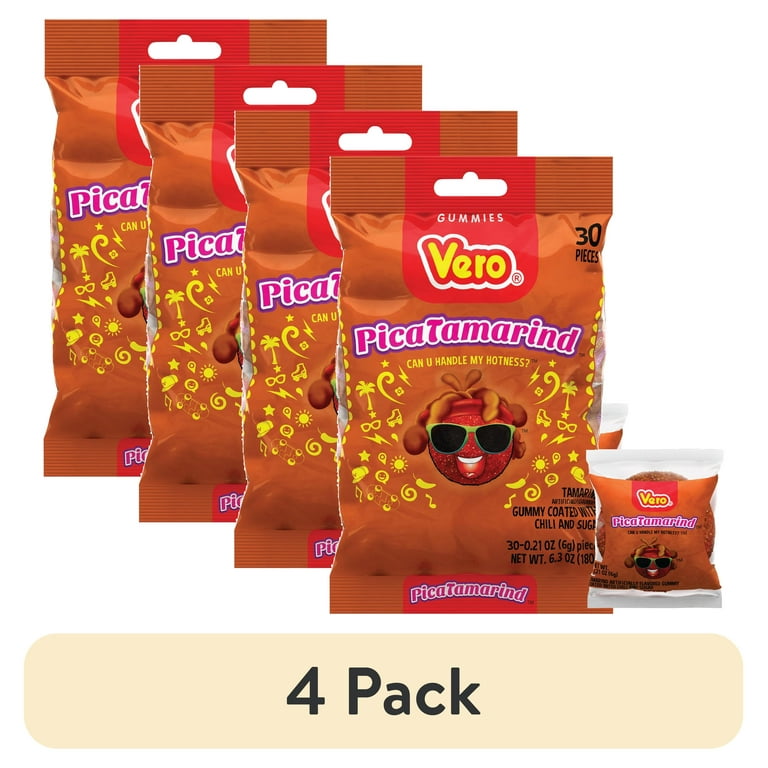 4 pack) Vero Pica Tamarind Flavored Gummy Chili & Sugar, 6.3 oz