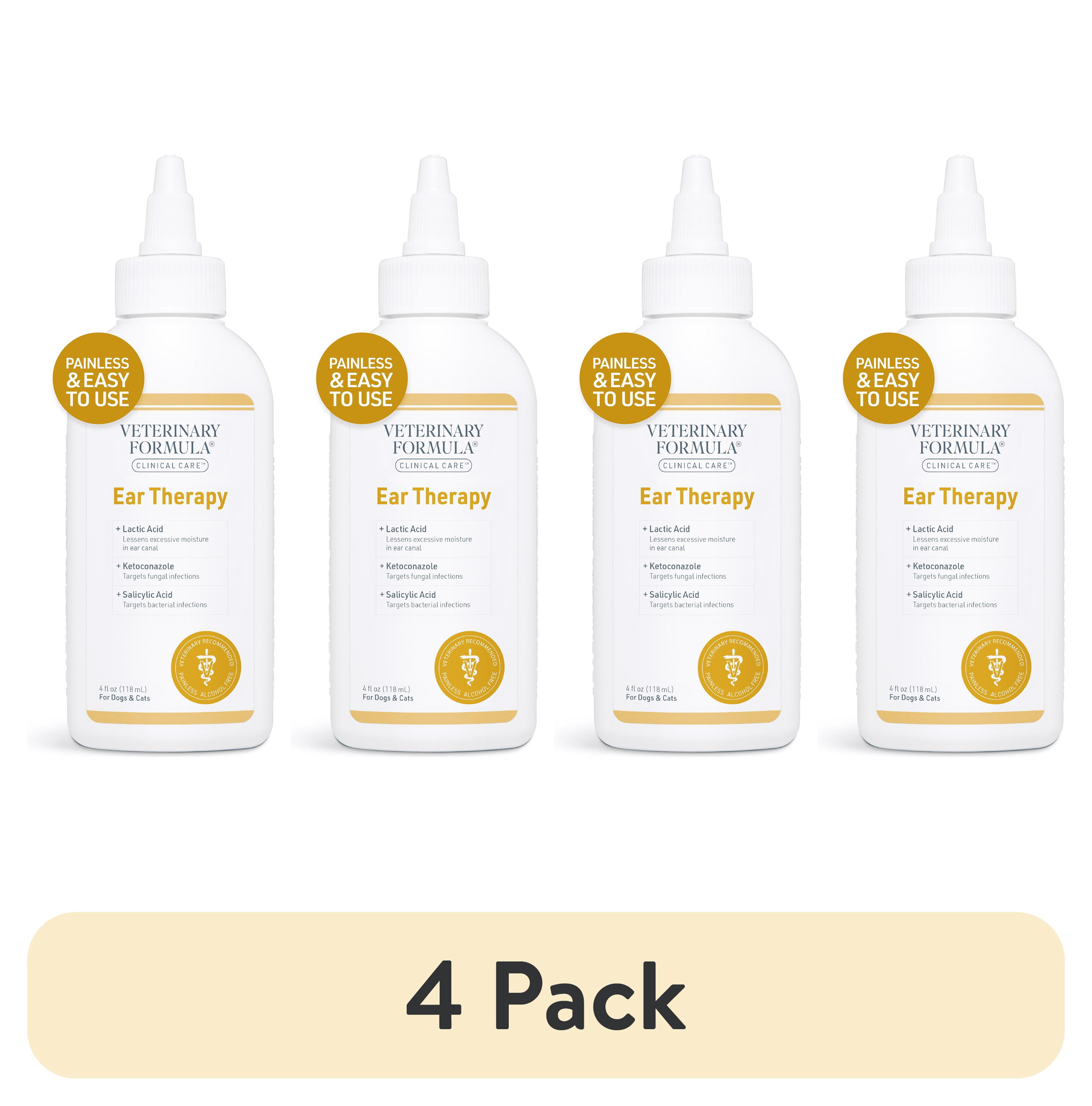 (4 pack) Veterinary Formula Clinical Care Ear Therapy for Dogs and Cats - Soothing Ear Cleaner, 4 oz