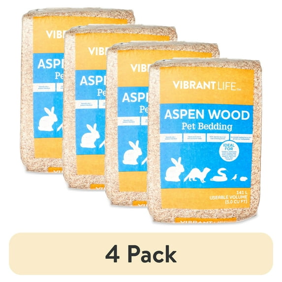(4 pack) Vibrant Life Aspen Wood Pet Bedding, 141 L Bag