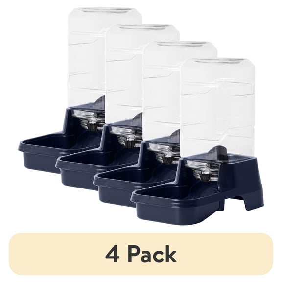 (4 pack) Vibrant Life 2 lb Gravity Feeder for Extra Small Pets, Navy