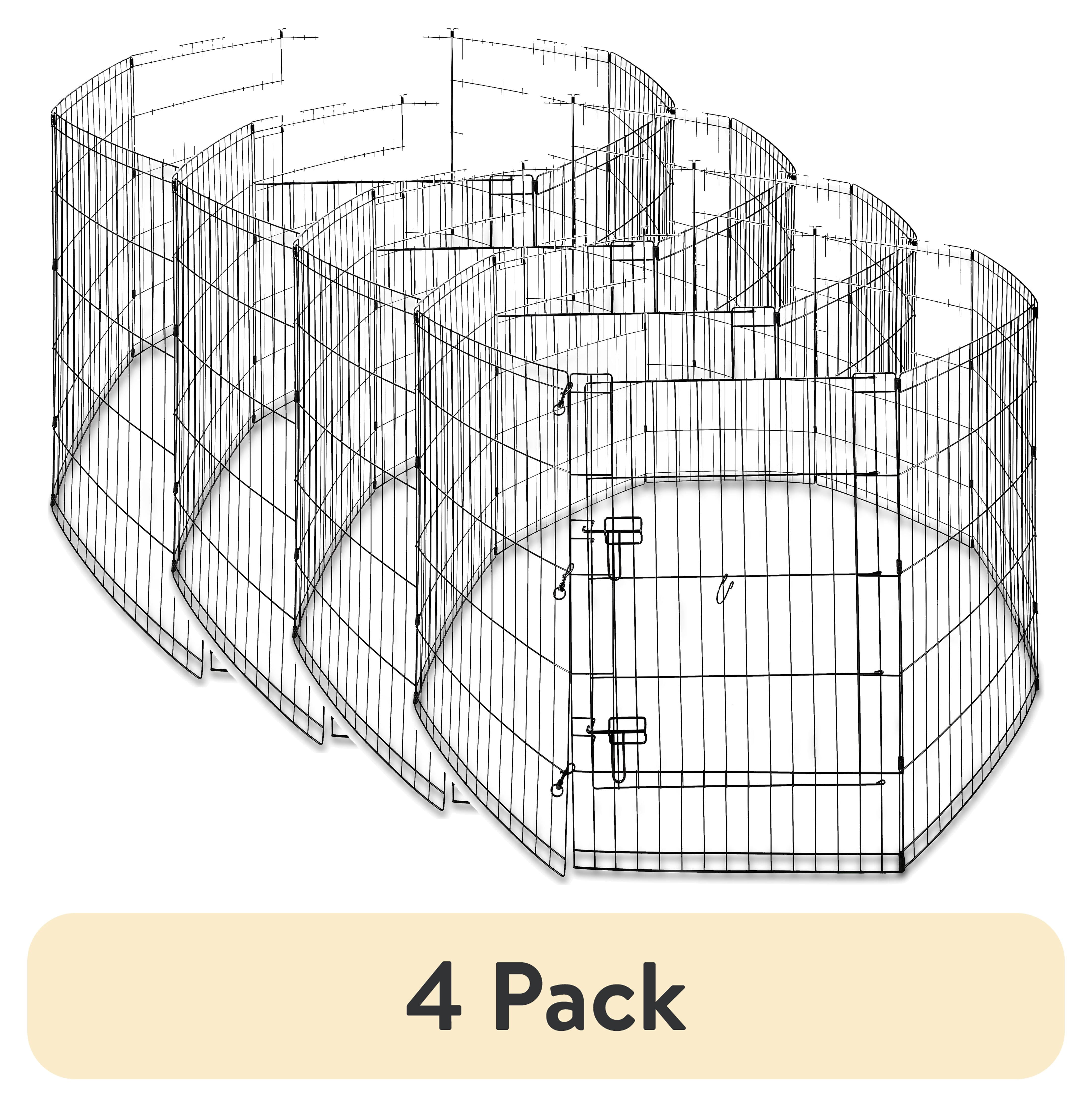 (4 pack) Vibrant Life 8-Panel Wire Playpen for Pets, Black, 36" Tall