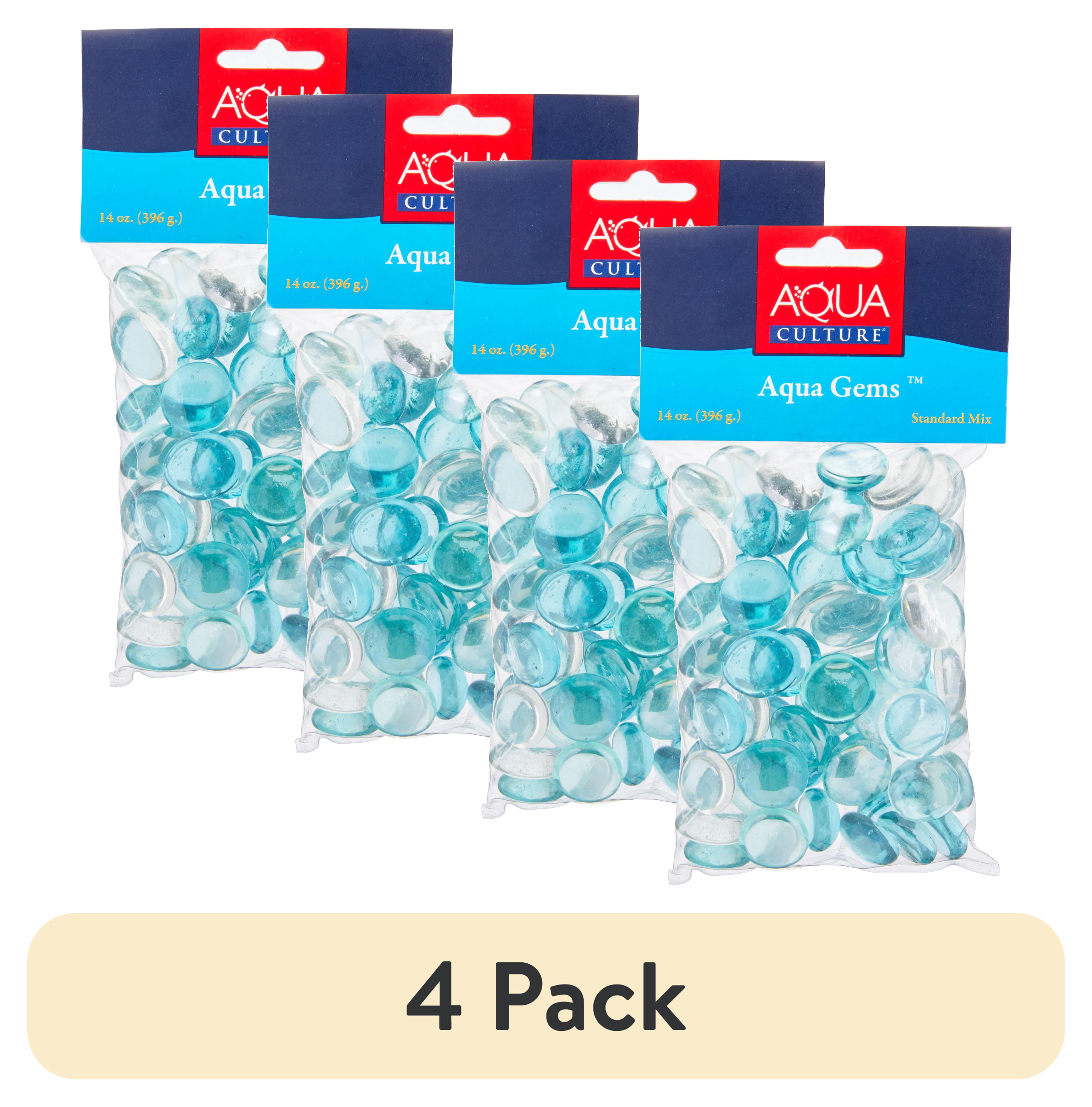 (4 pack) Vibrant Life Aqua Glass Gems Aquarium Decor, 10 oz Bag