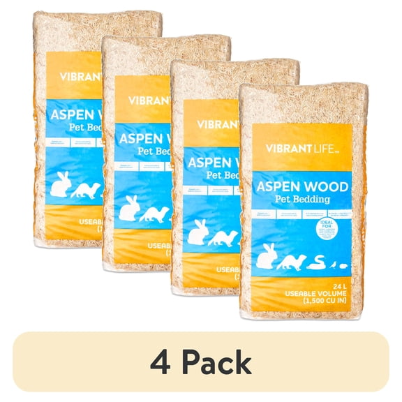 (4 pack) Vibrant Life Aspen Wood Pet Bedding, 24 L Bag