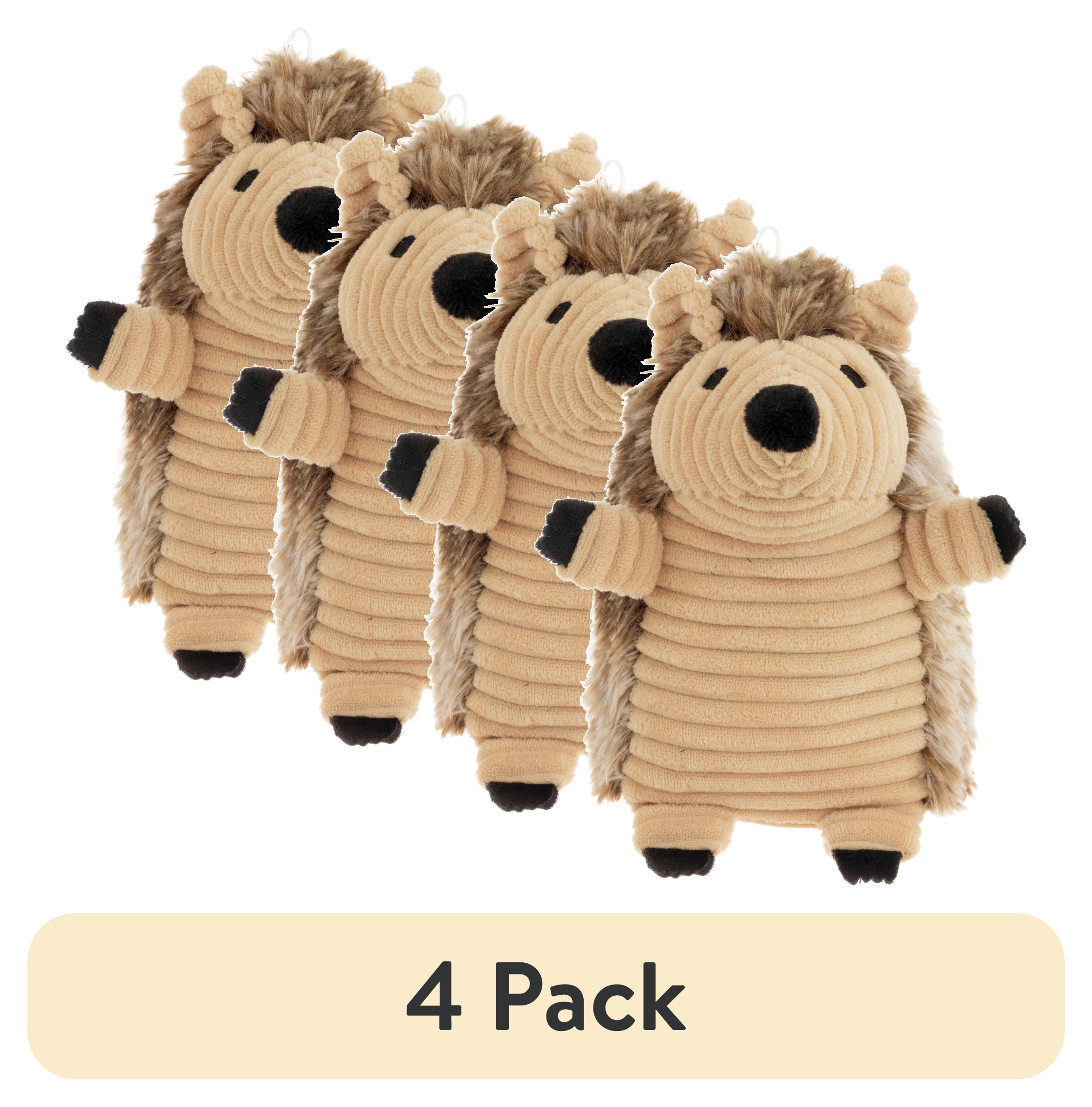 (4 pack) Vibrant Life Brown Hedgehog Plush Dog Toy with Squeaker, Chew Level 2