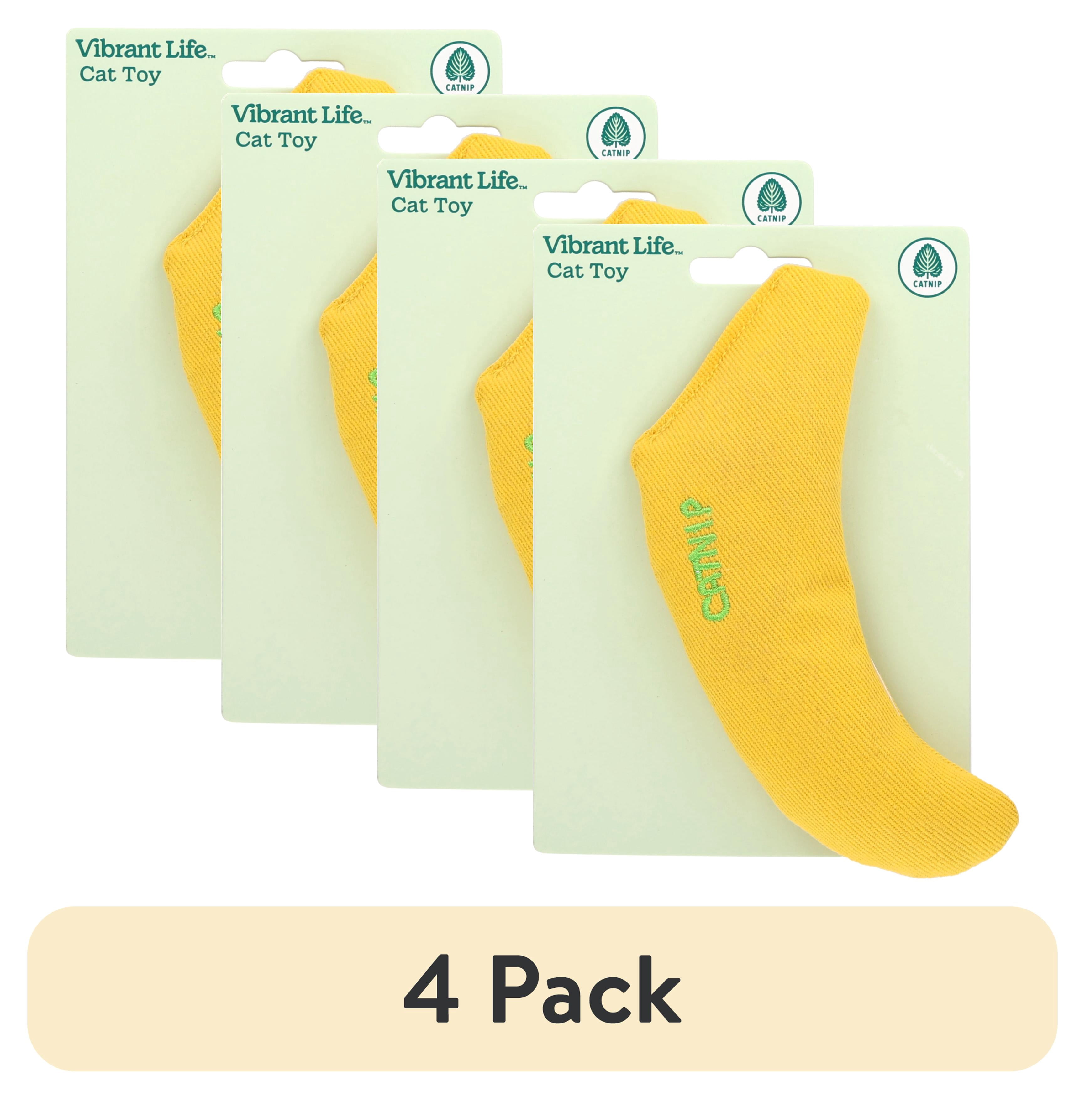 (4 pack) Vibrant Life Catnip Banana Cat Toy