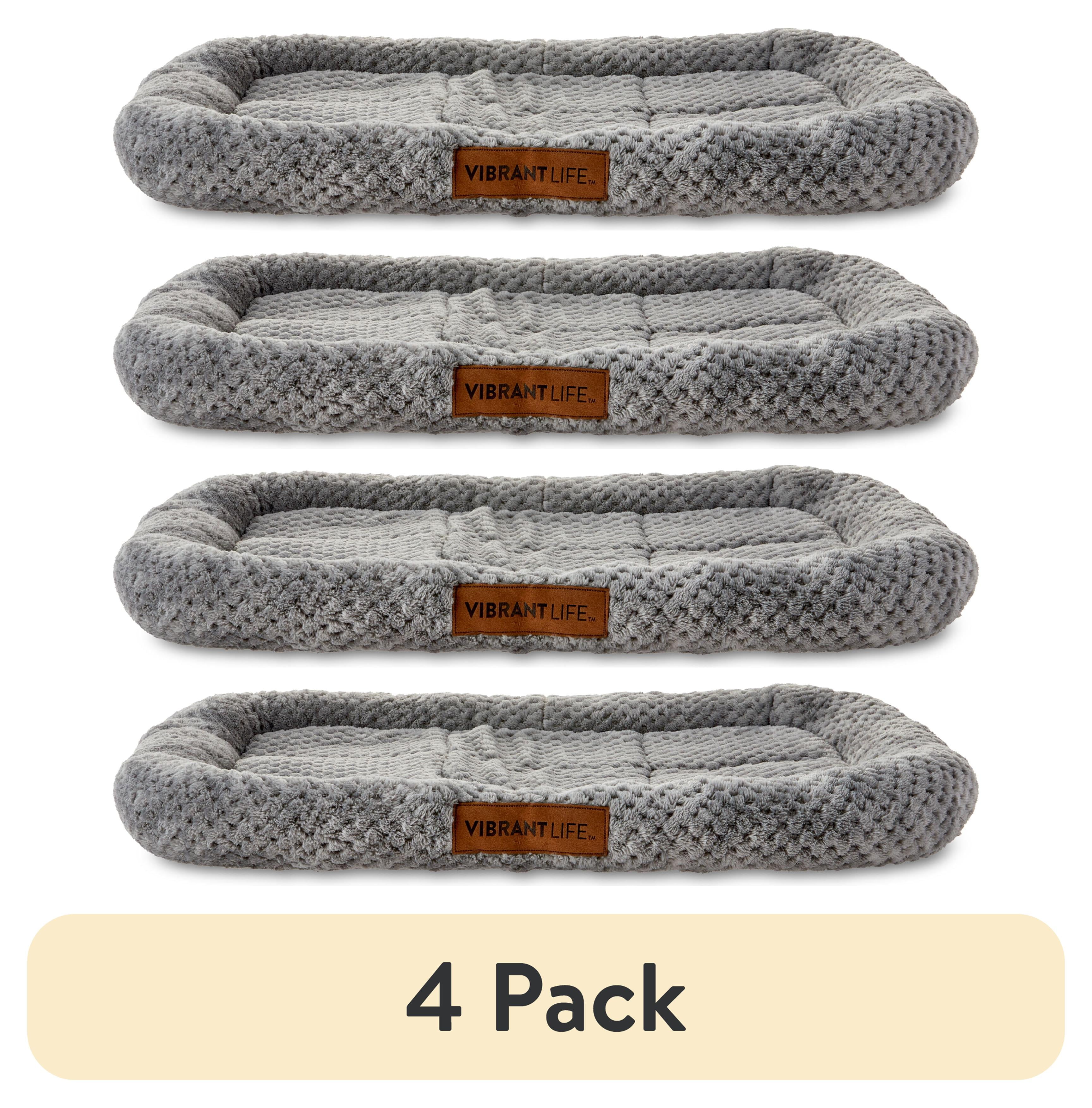 (4 pack) Vibrant Life Small/Medium Soft Cozy Crate Mat, Gray, 24 in x 18 in
