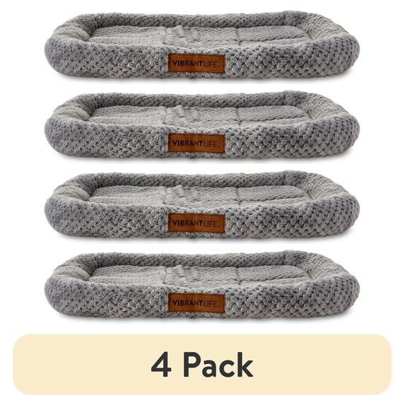 (4 pack) Vibrant Life Soft Cozy Crate Mat, Gray, 24 in x 18 in