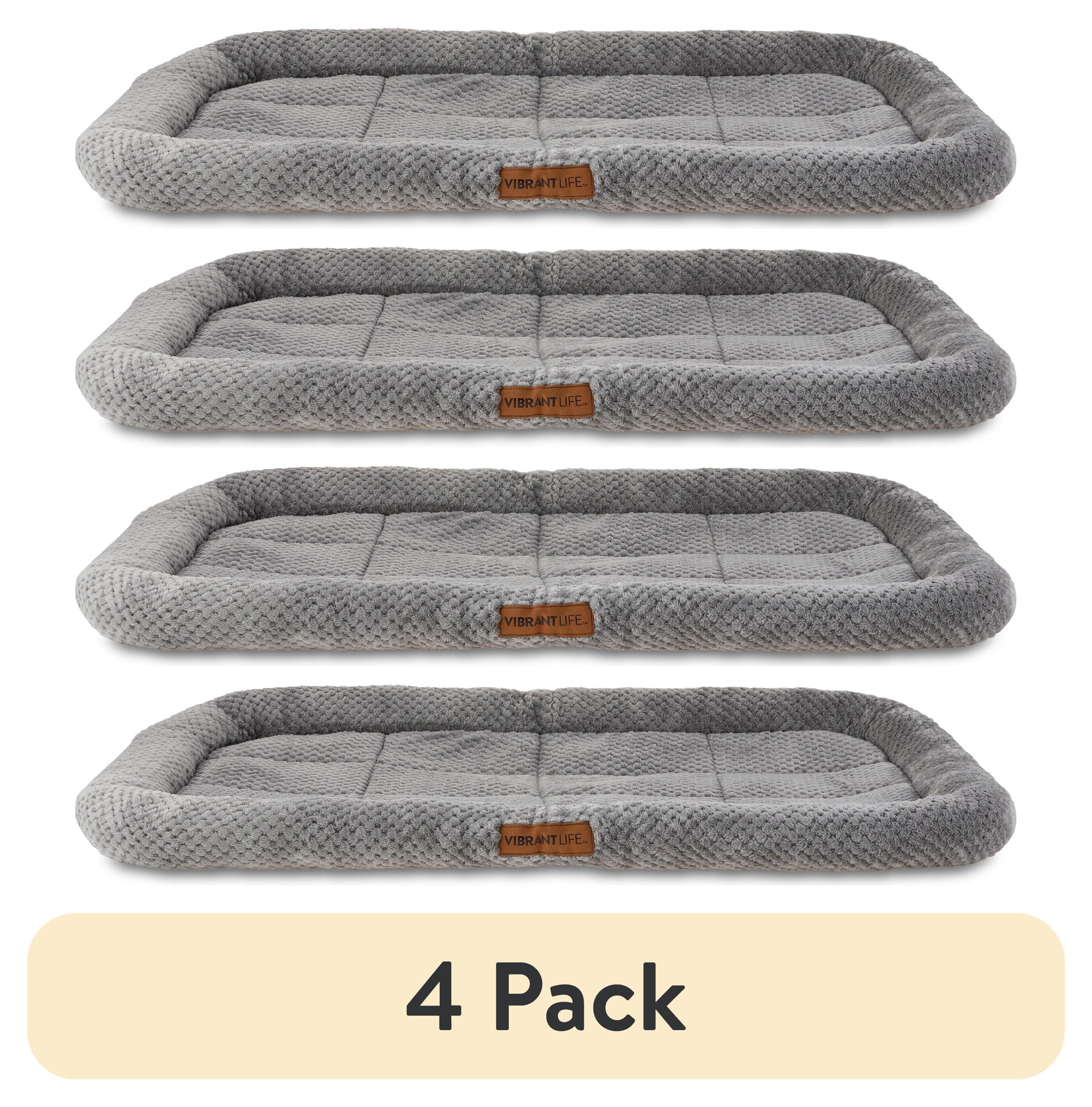 (4 pack) Vibrant Life Large Soft Cozy Crate Mat, Gray, 42 in x 27.5 in