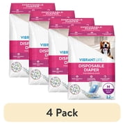 (4 pack) Vibrant Life Disposable Diapers for Female Dogs - Med
