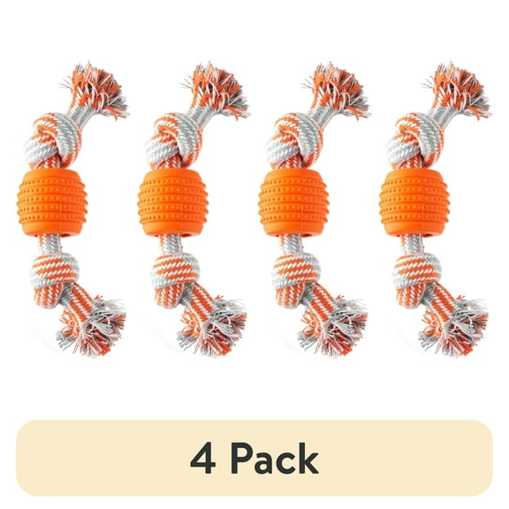 (4 pack) Vibrant Life Double Dental Dog Rope Toy, Small, Chew Level 1, 1 Pack