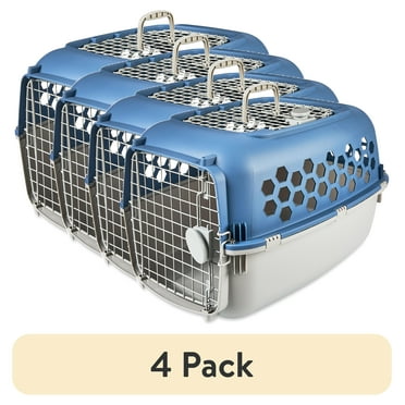 (4 pack) Vibrant Life Multicolored 24 in Plastic Double Door Dog and Cat Kennel with Top Opening