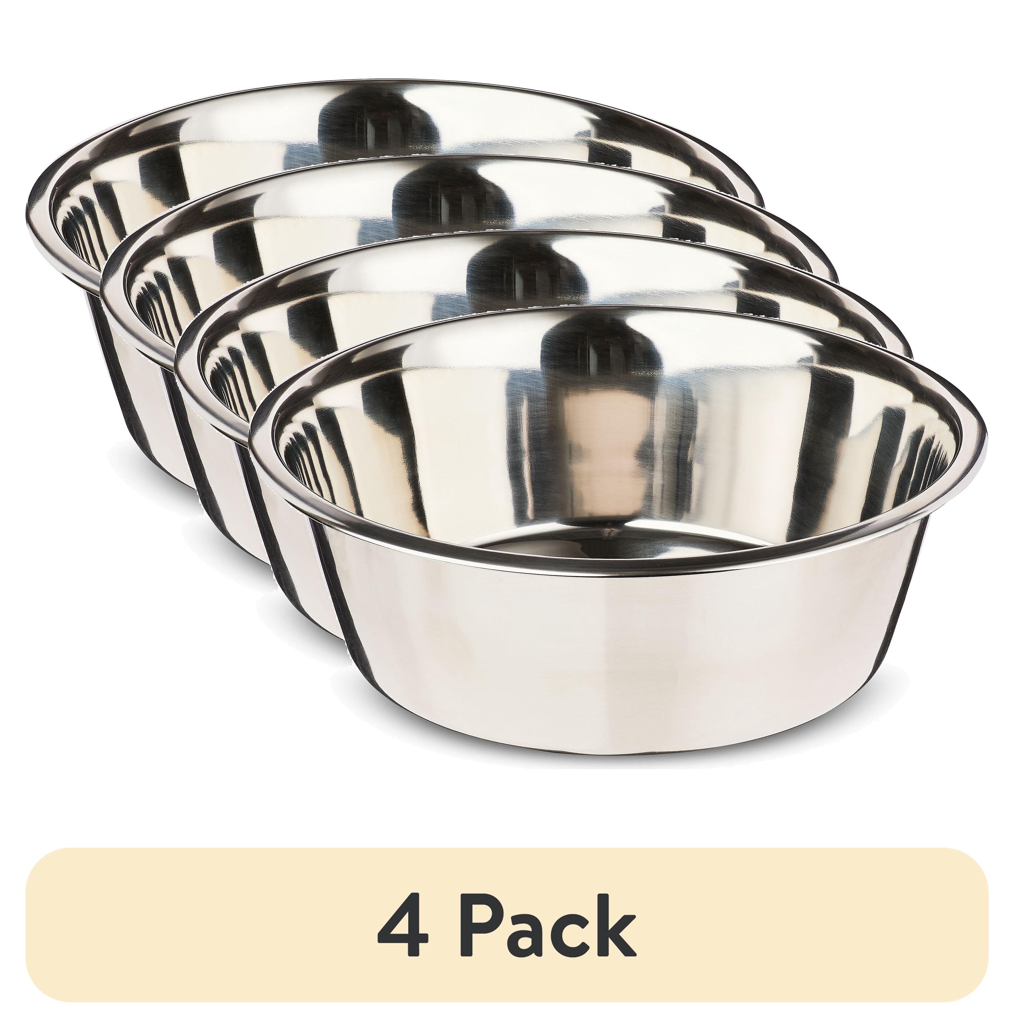 (4 pack) Vibrant Life Extra Large 38-Cup Stainless Steel Pet Bowl, Silver