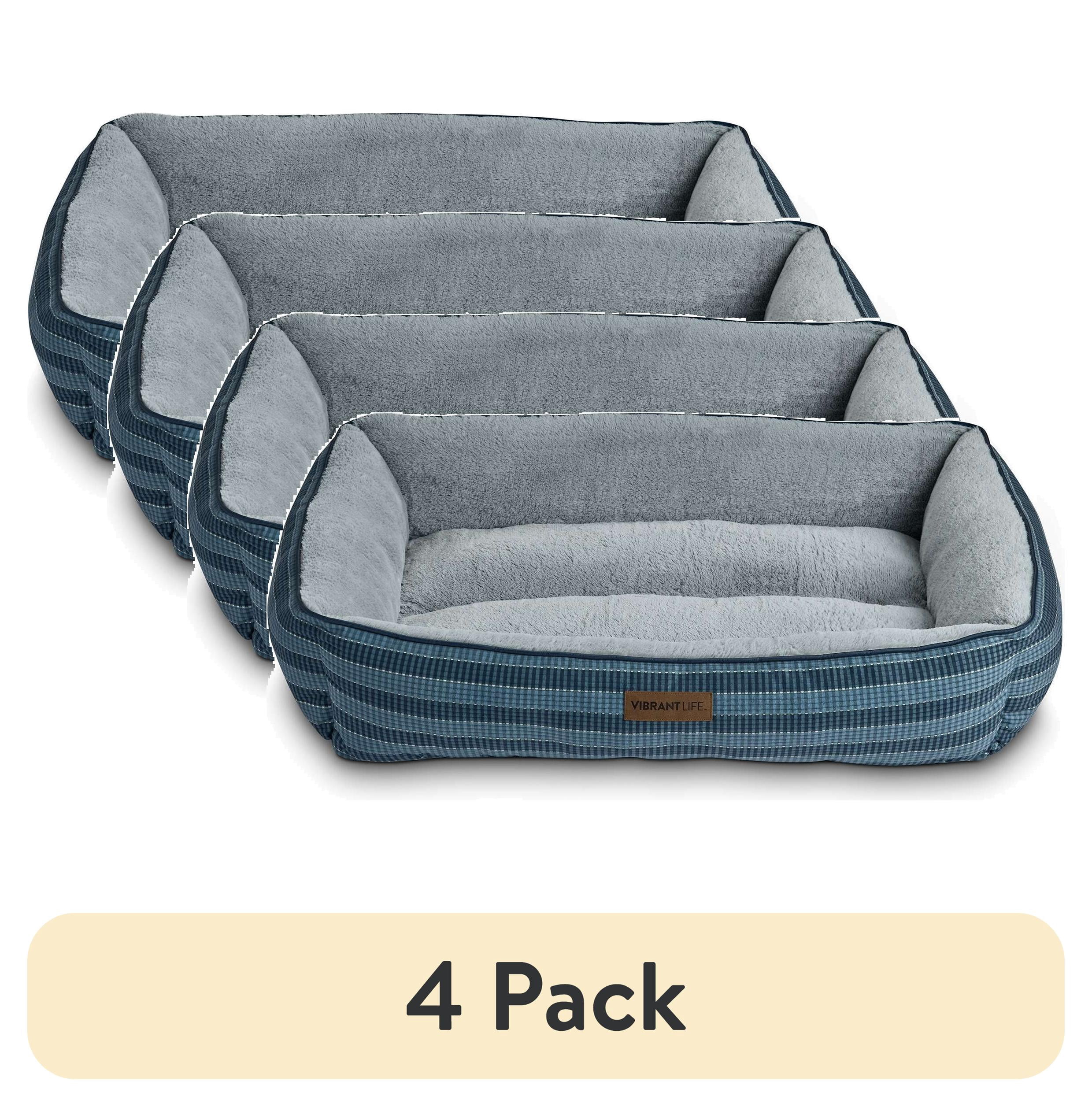 (4 pack) Vibrant Life Extra Large Dog Bed, Bolster Bed for Large Dogs, 42" x 32", Blue
