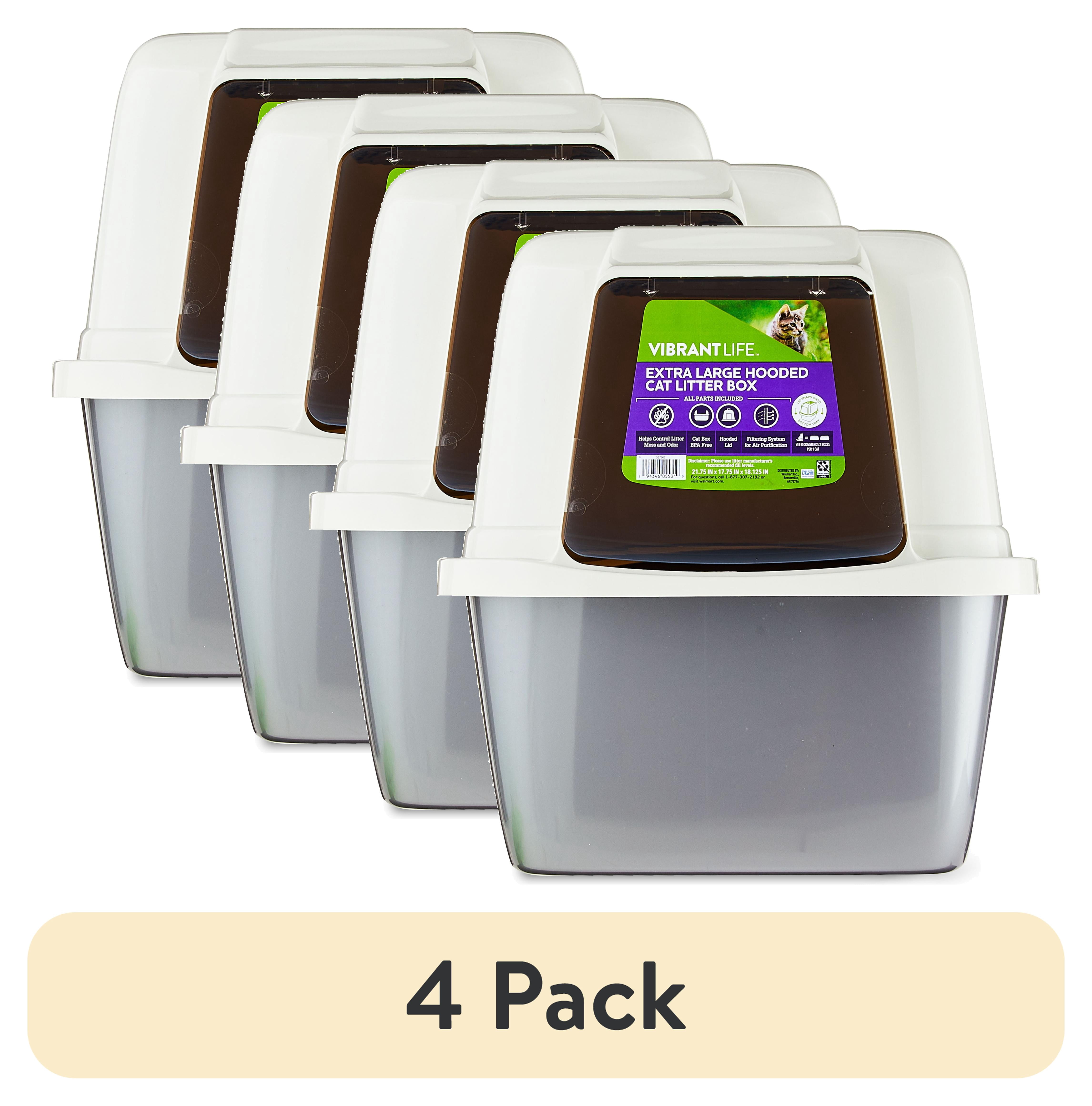 (4 pack) Vibrant Life Extra-Large Hooded Enclosed Cat Litter Box, White