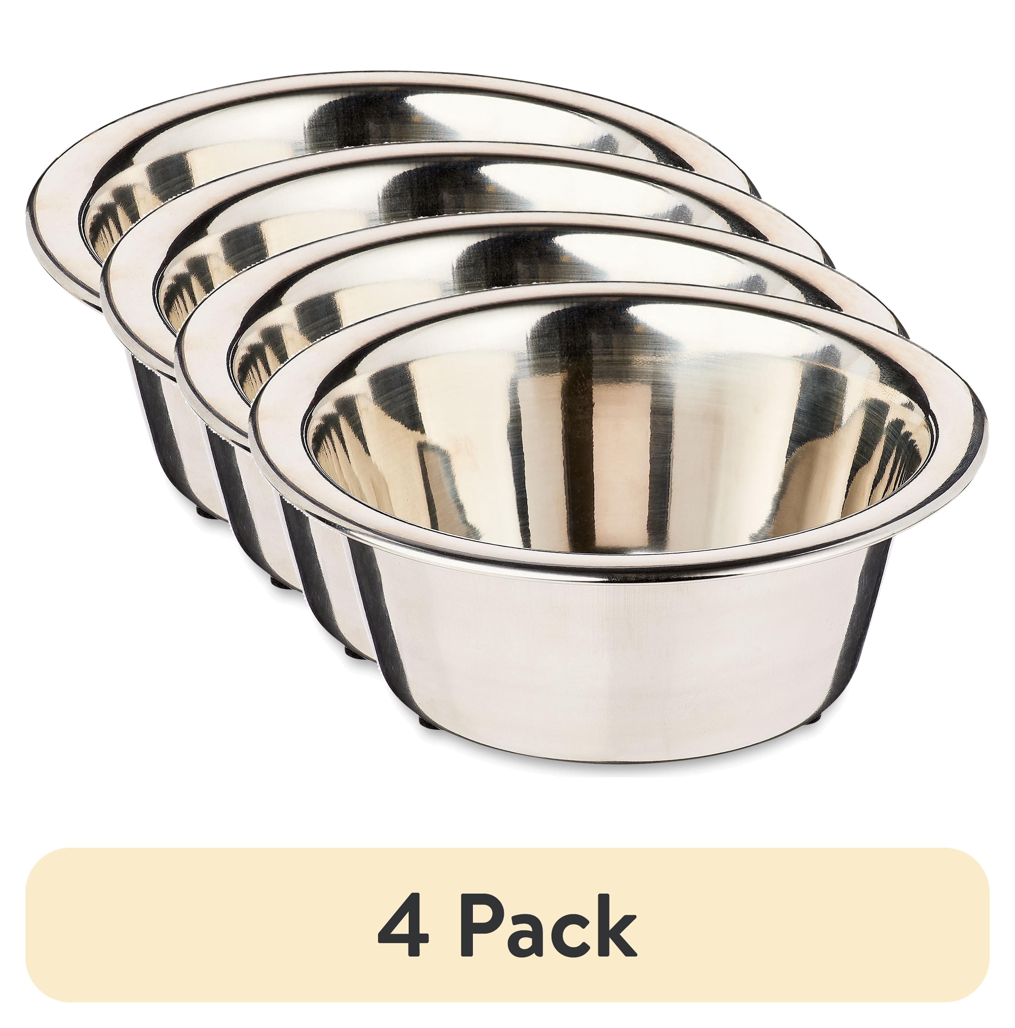 (4 pack) Vibrant Life Extra Small 1.5-Cup Stainless Steel Pet Bowl, Silver
