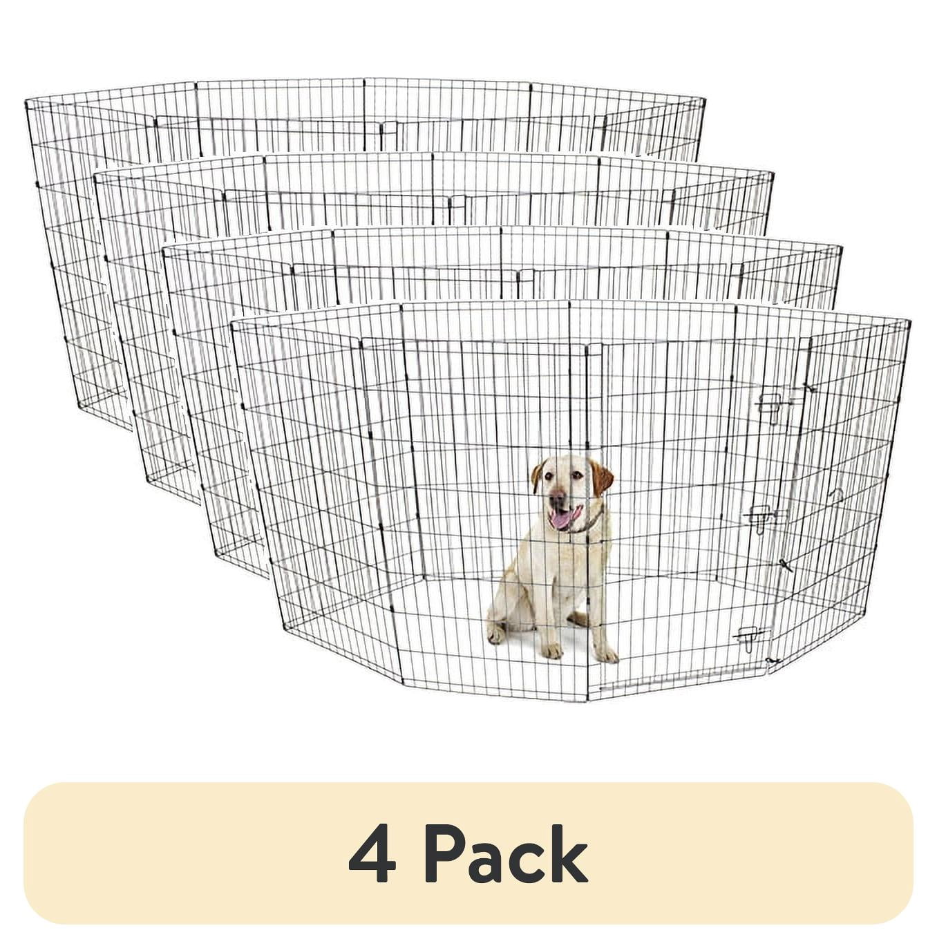 (4 pack) Vibrant Life Foldable 8-Panel Steel Wire Playpen for Dogs, Black, 42"