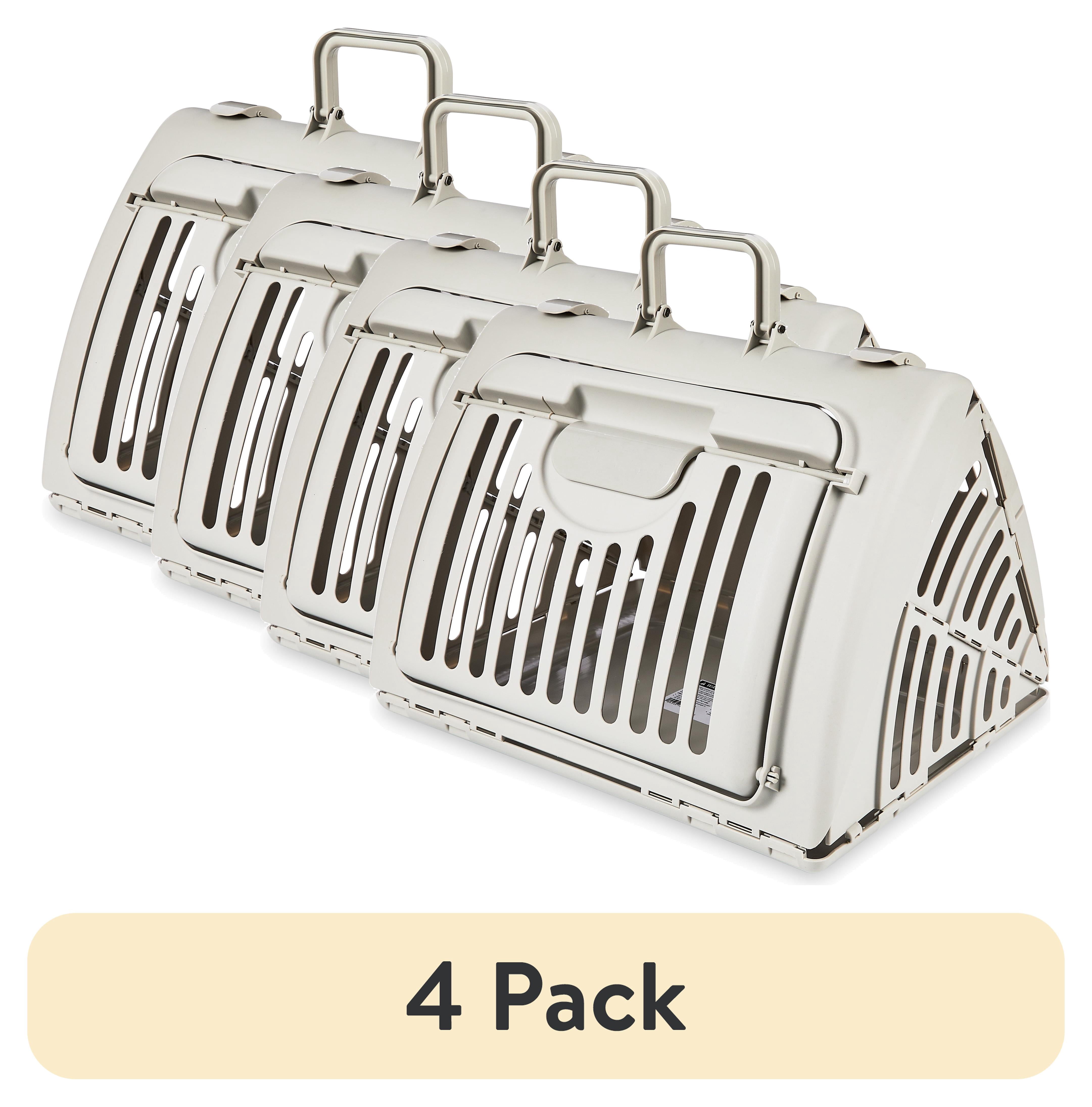 (4 pack) Vibrant Life One Size Plastic Foldable Hard-Sided Cat Carrier, Gray