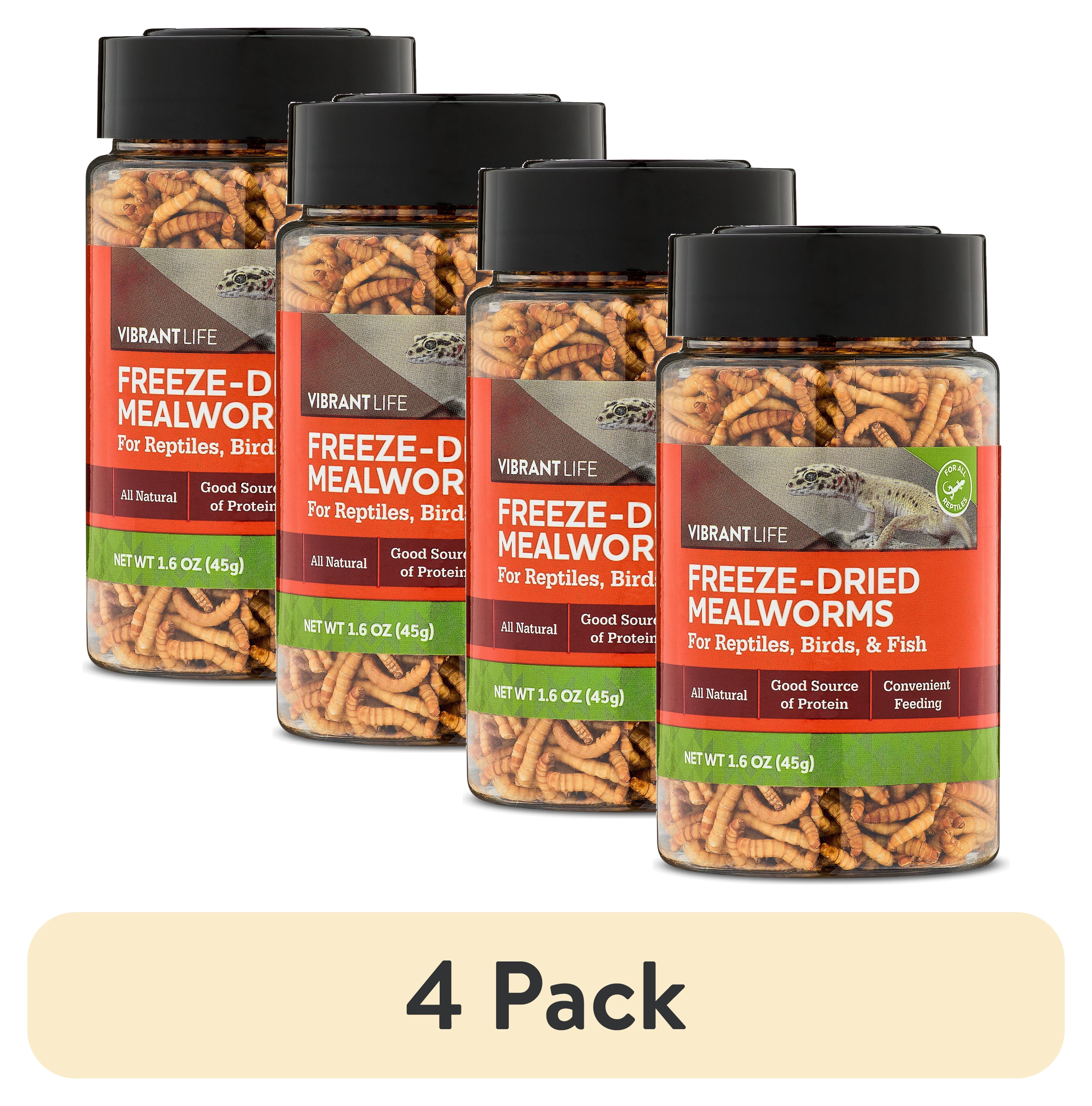 (4 pack) Vibrant Life Freeze-Dried Mealworms, 1.6 oz