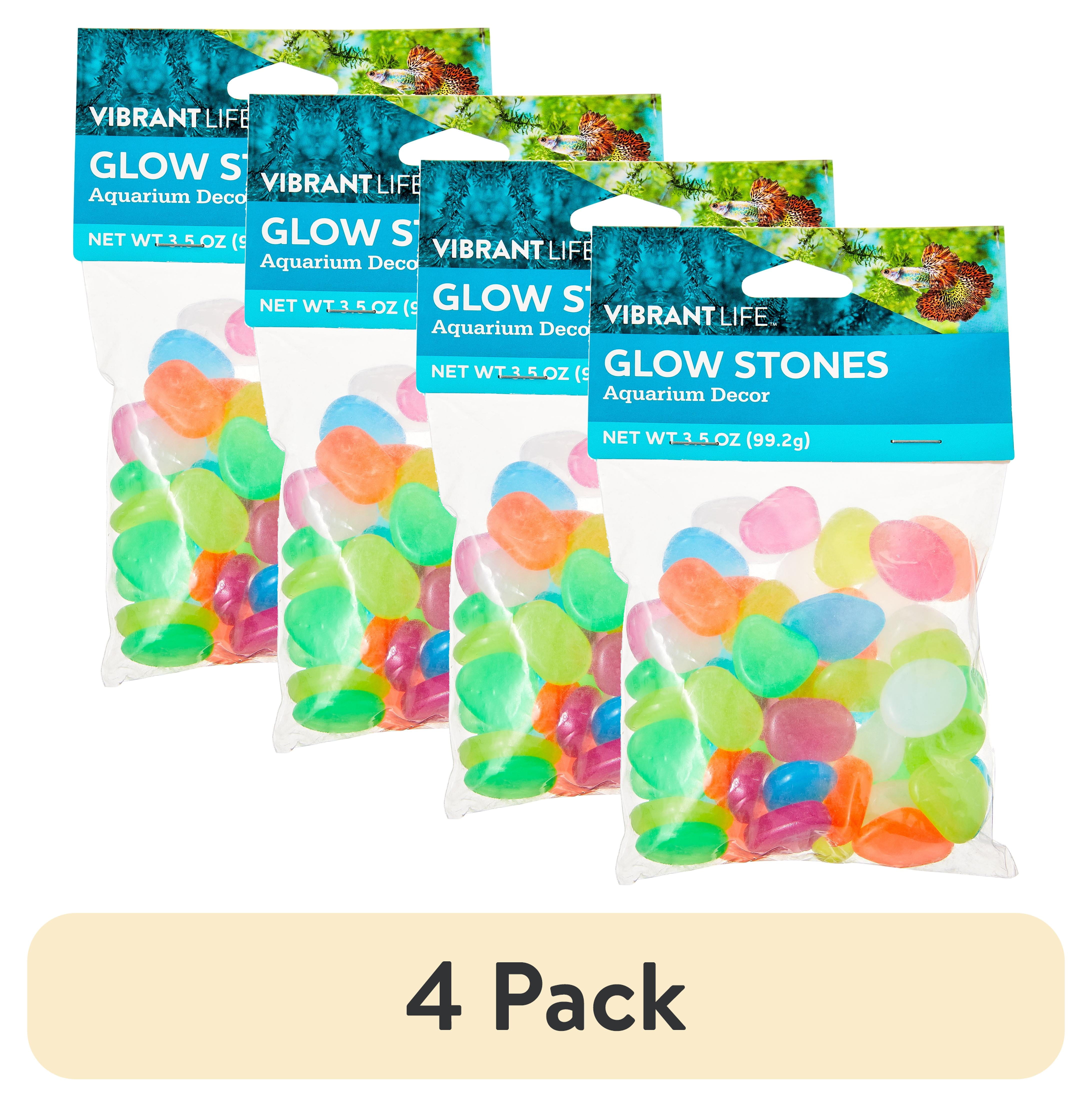 (4 pack) Vibrant Life Glow Stones Aquarium Decor, 3.5 oz