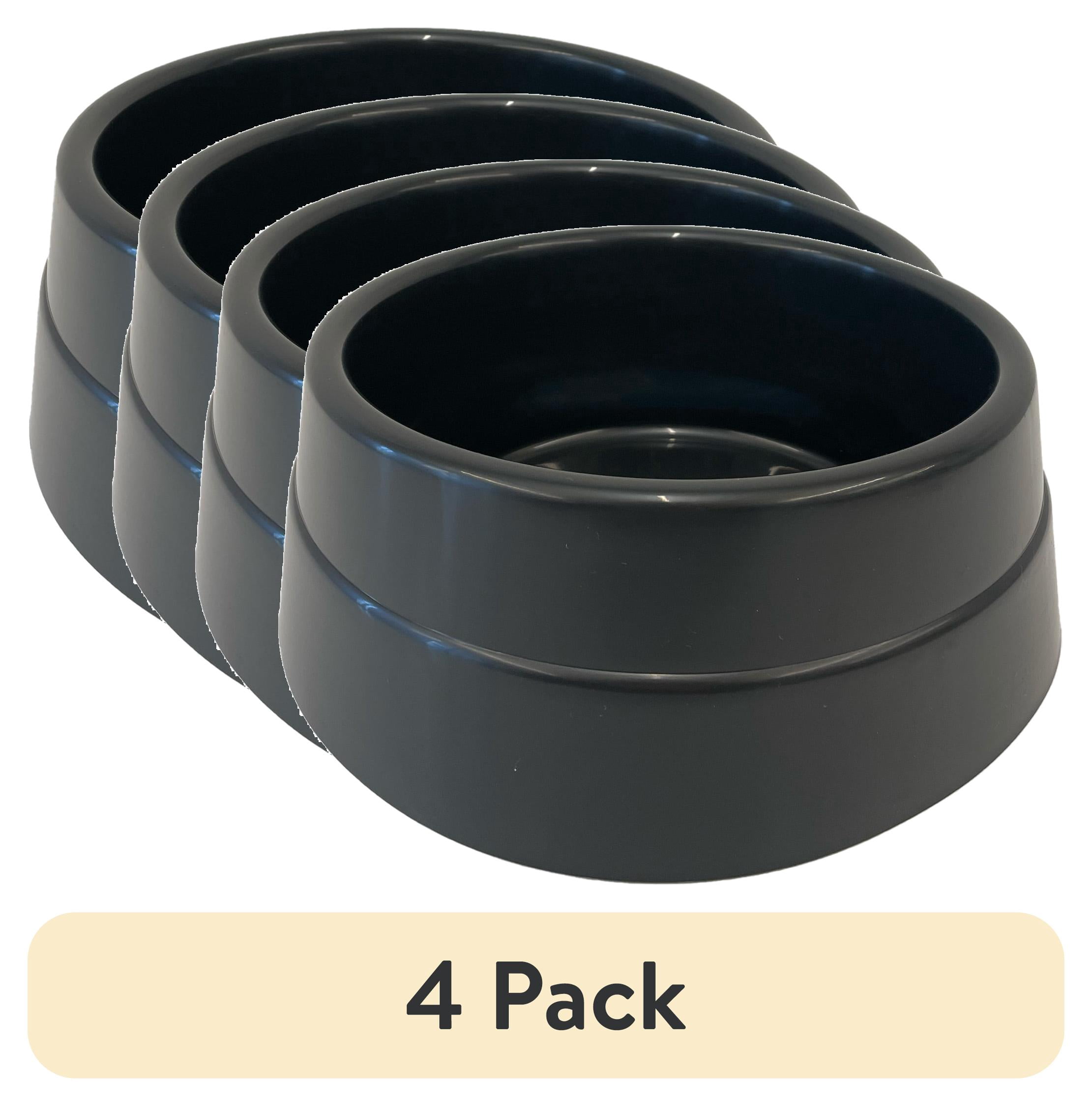 (4 pack) Vibrant Life Large 13.25-Cup Crock Pet Bowl, Black