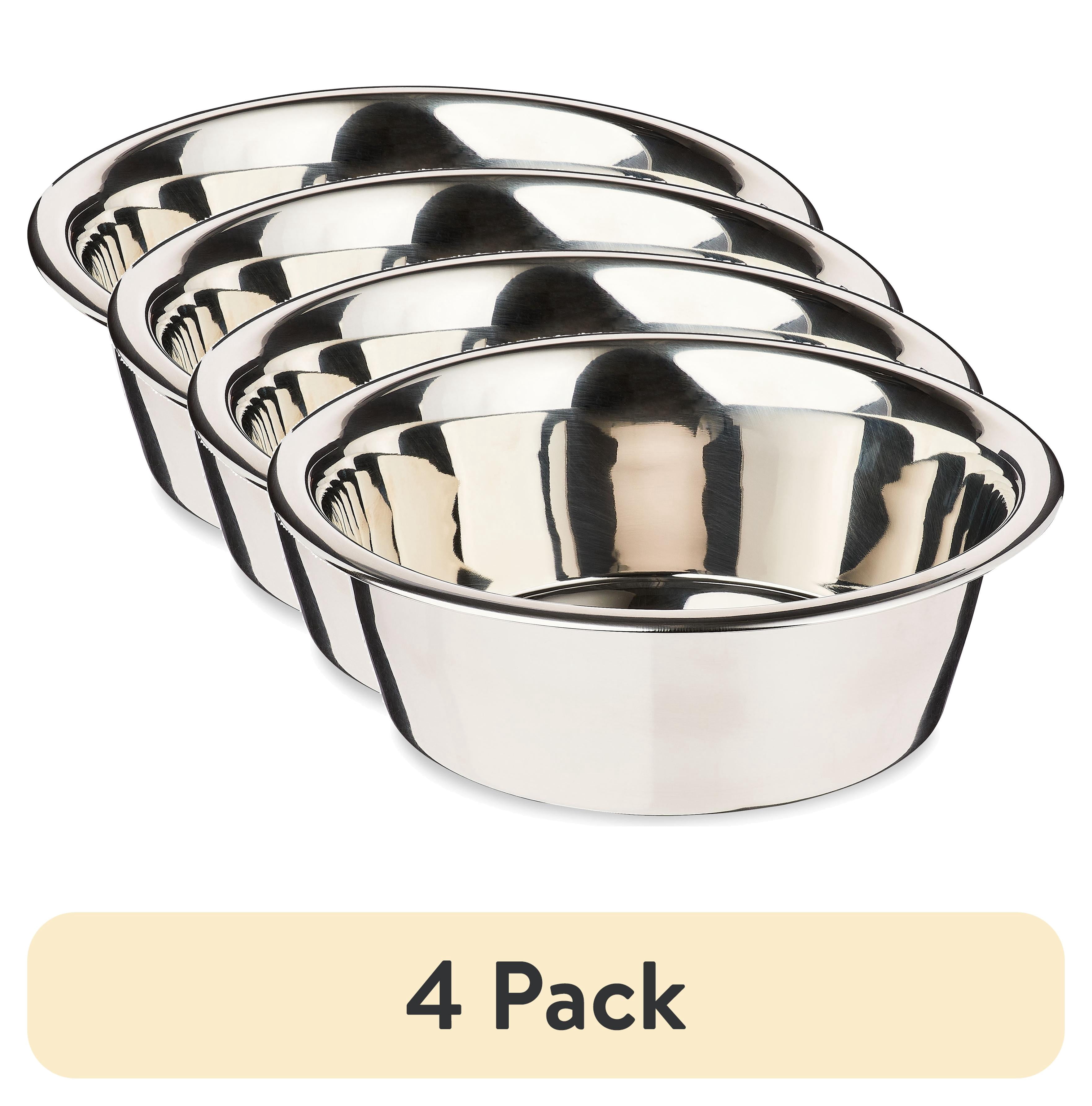 (4 pack) Vibrant Life Large 15.2-Cup Stainless Steel Pet Bowl, Silver