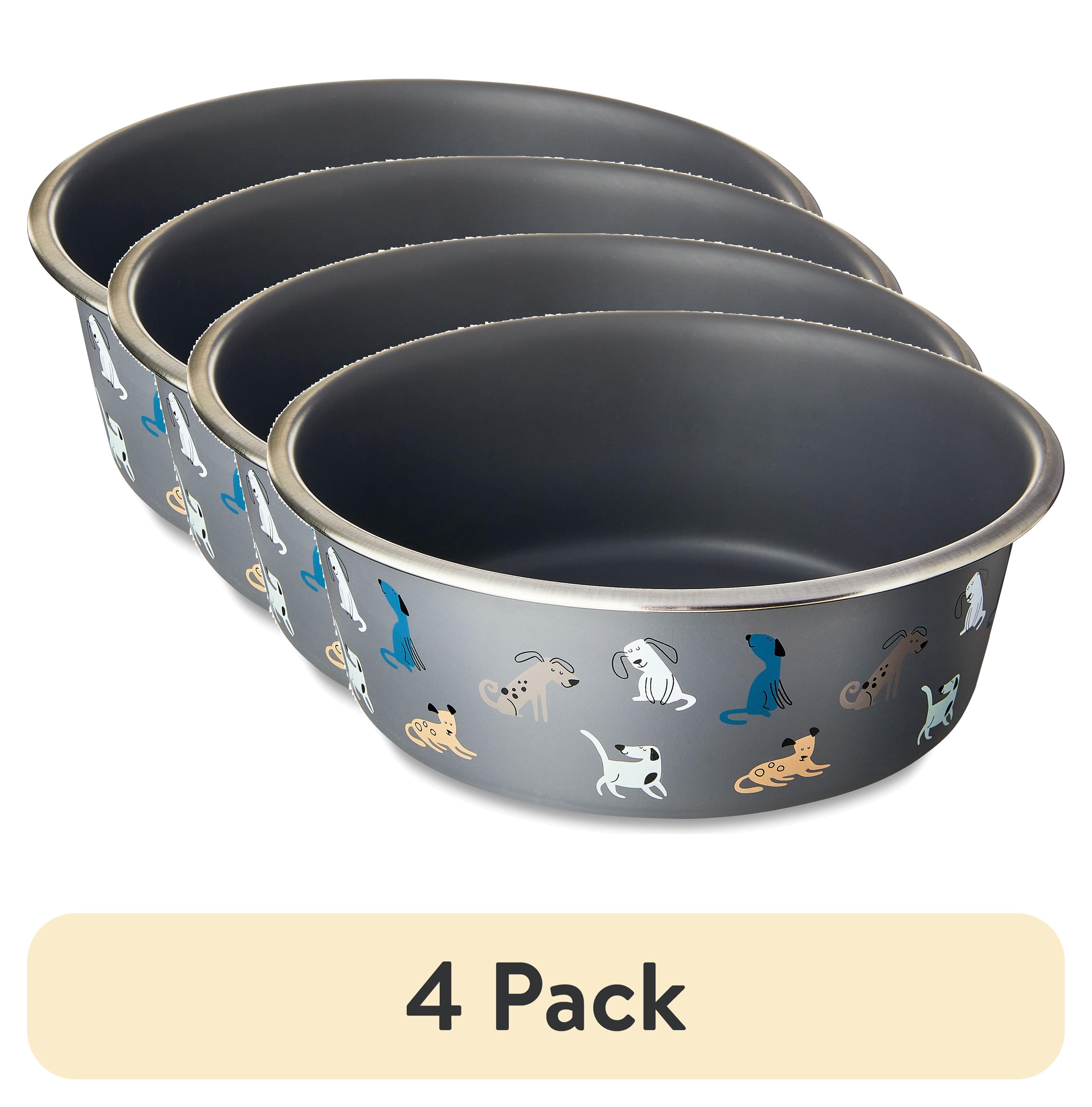 (4 pack) Vibrant Life Large 7.5-Cup Stainless Steel Doggies Pet Bowl, Blue