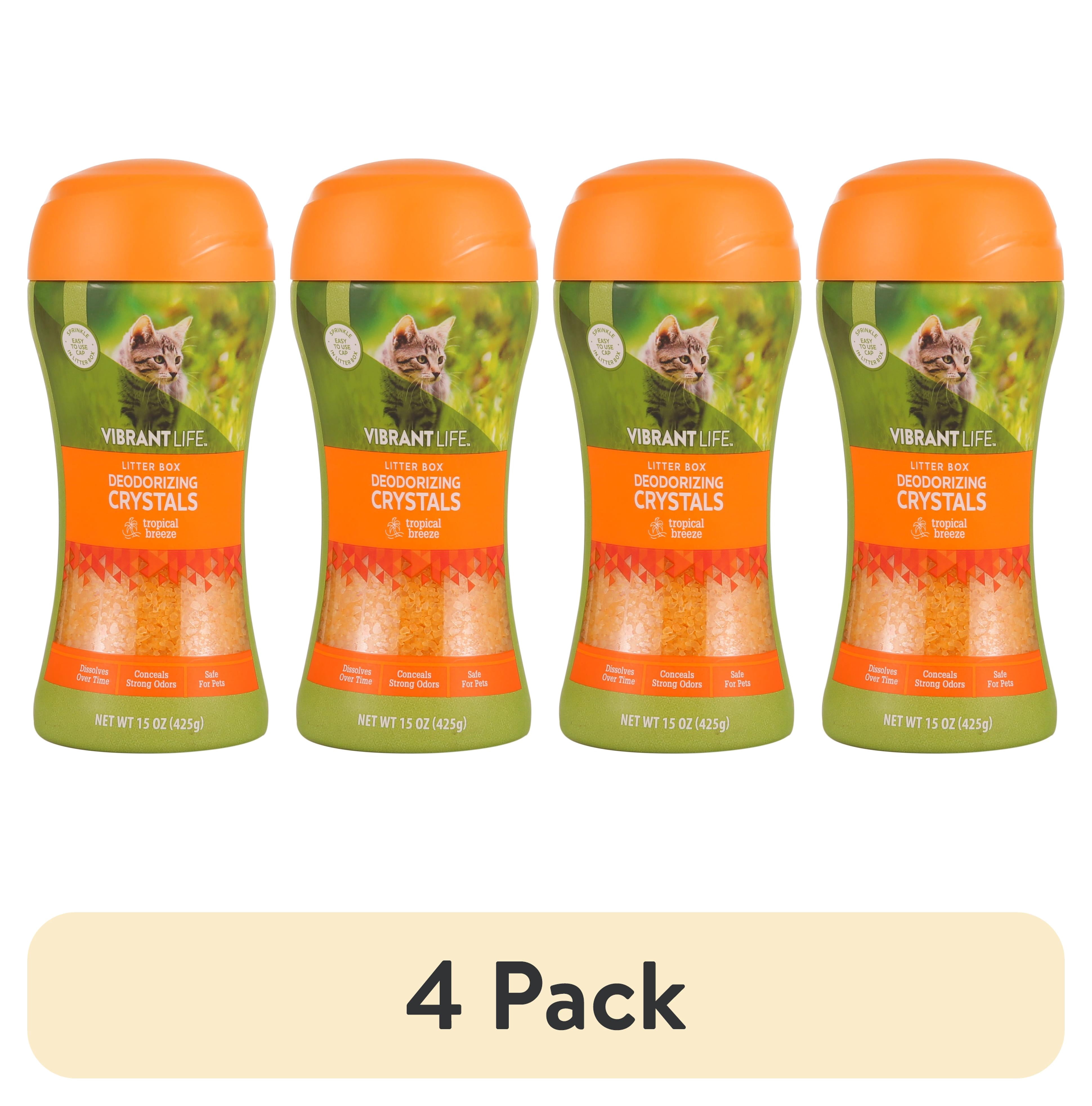 (4 pack) Vibrant Life Litter Box Deodorizing Crystals, Tropical Breeze